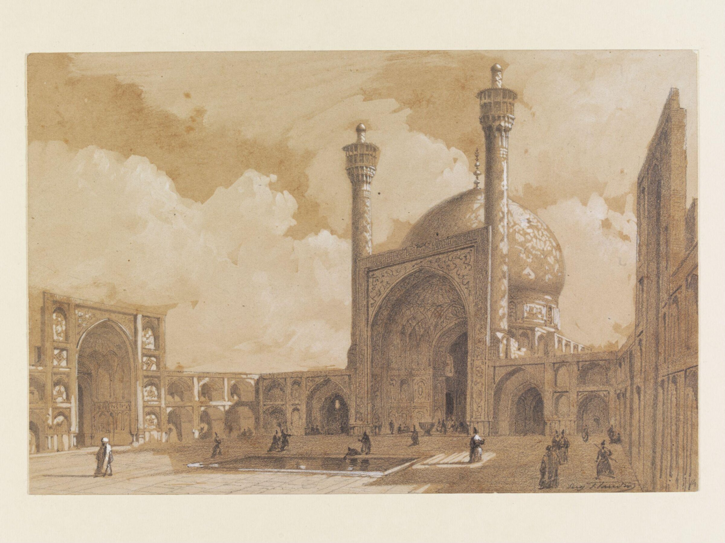 Ispahan - Cour intérieure de la grande Mosquée, Eugène-Napoléon Flandin, 1841-1842