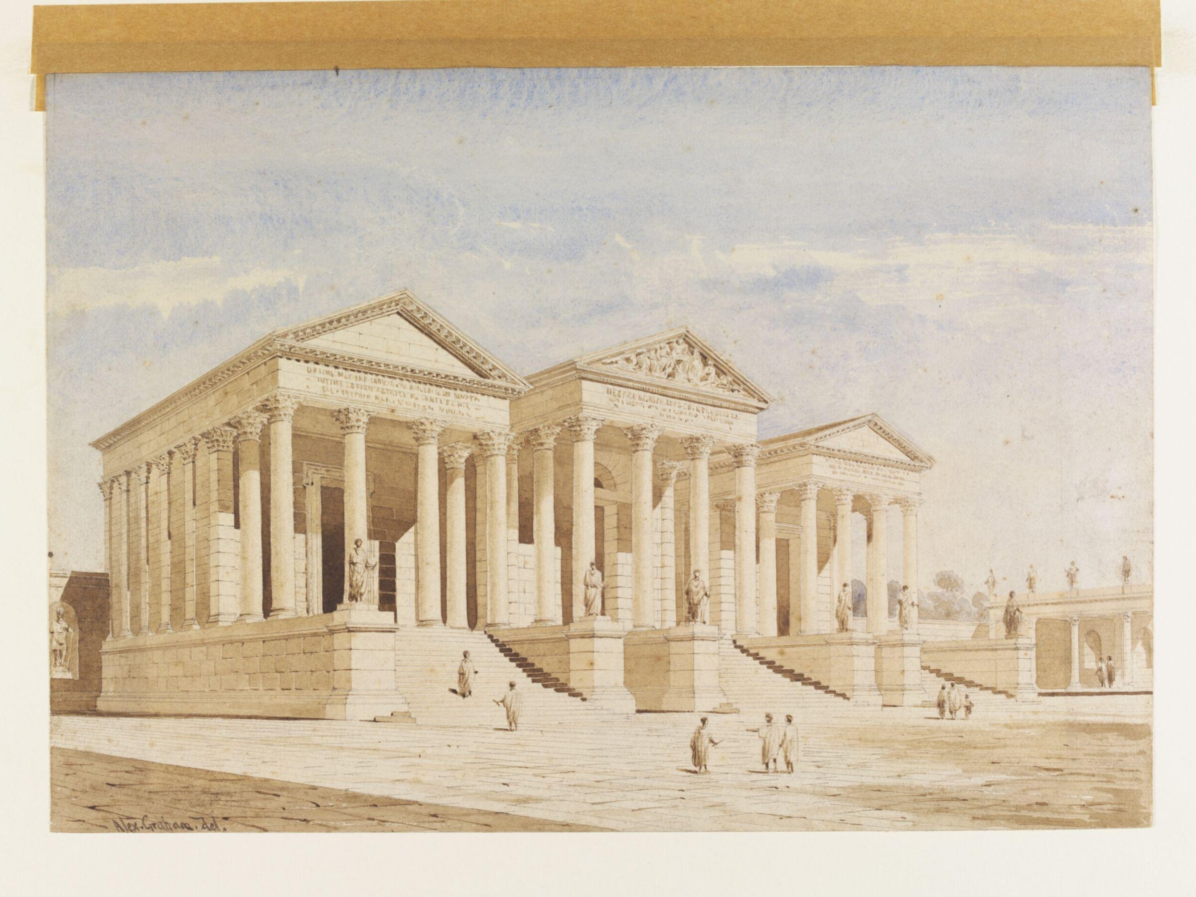 Reconstruction of the three temples at Sbeitla, Alexander Graham, 1885