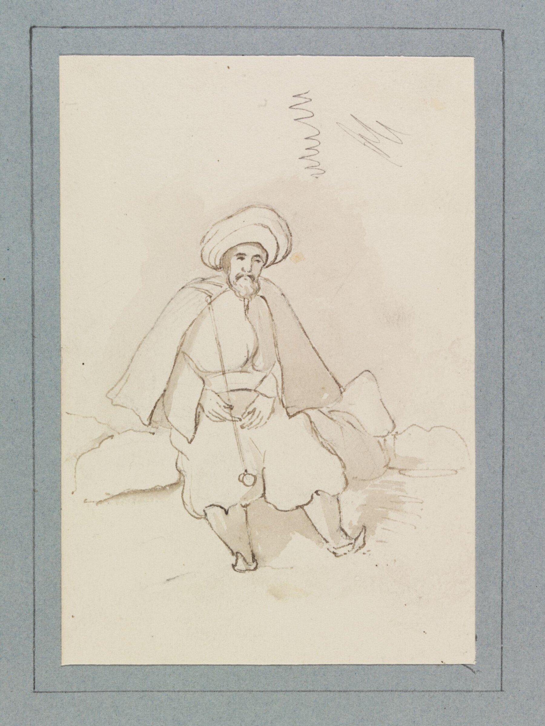 An oriental man, seated, holding a pipe, Francis Egerton, 1840