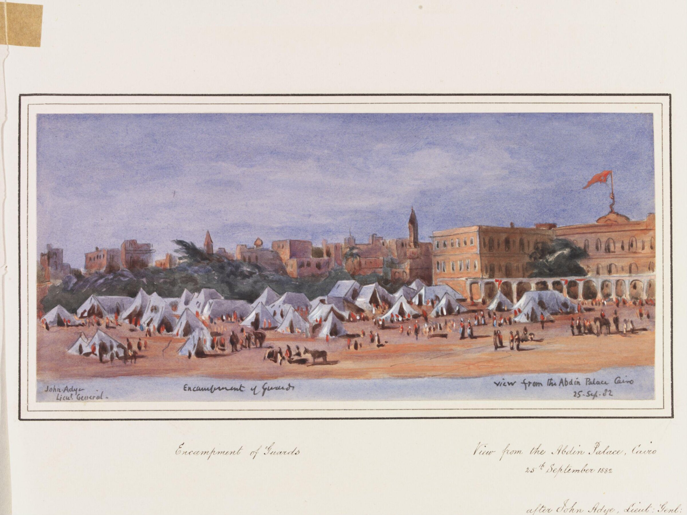 Encampment of Guards, view from the Abdin Palace Cairo  25.Sep.82., Sir John Miller Adye, 1882