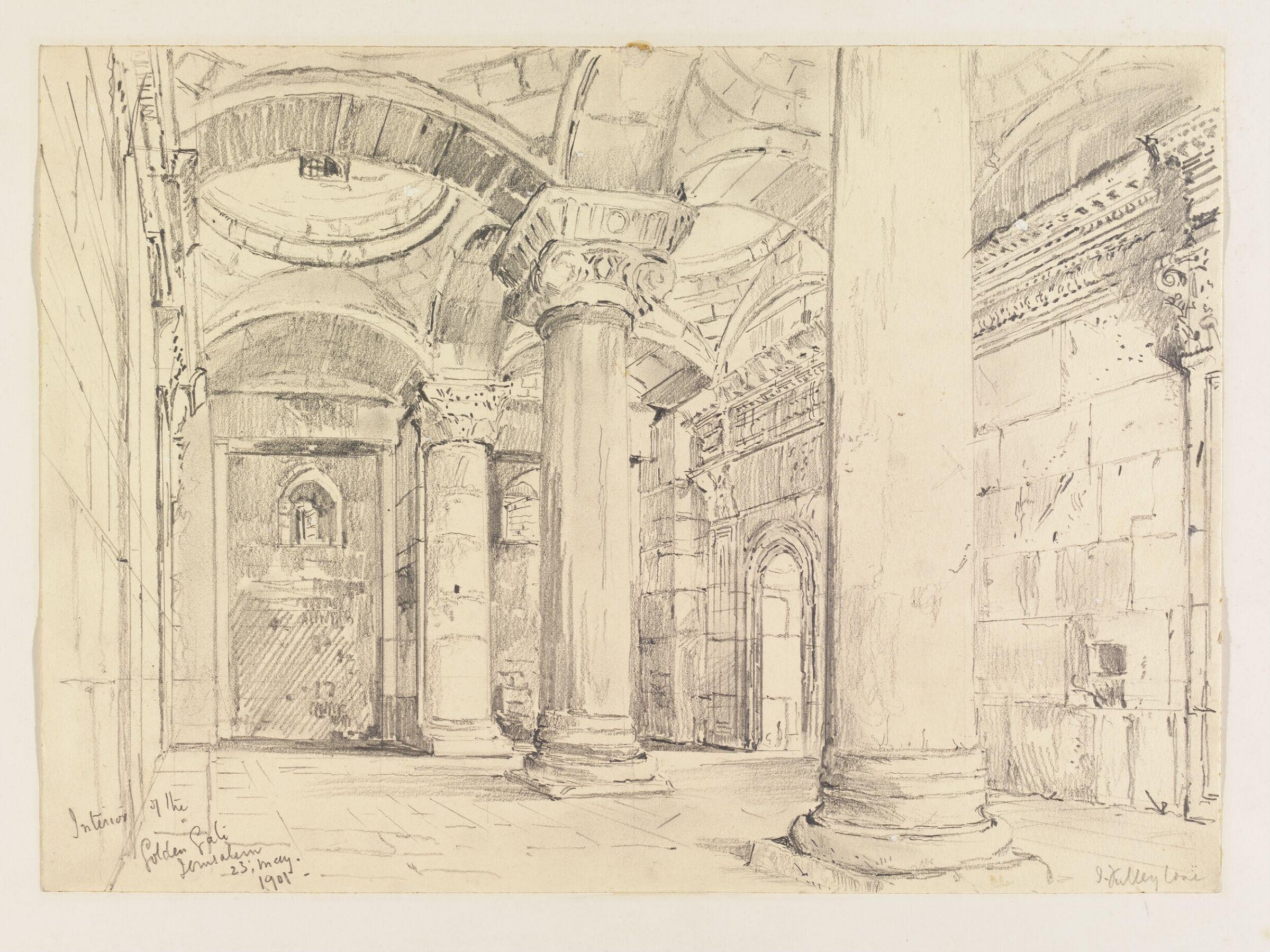 Interior of the Golden Gate Jerusalem, John Fulleylove, 1901