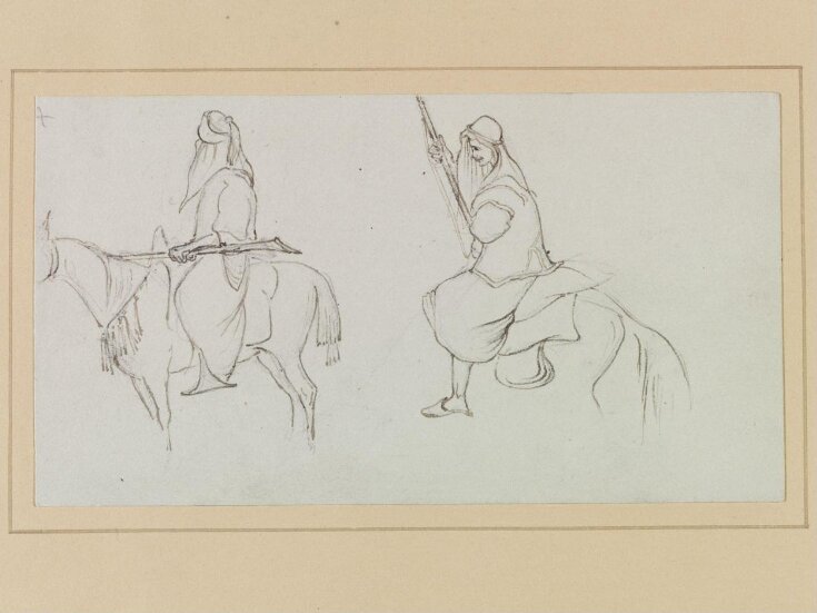Studies of two Arabs with rifles, on horseback top image