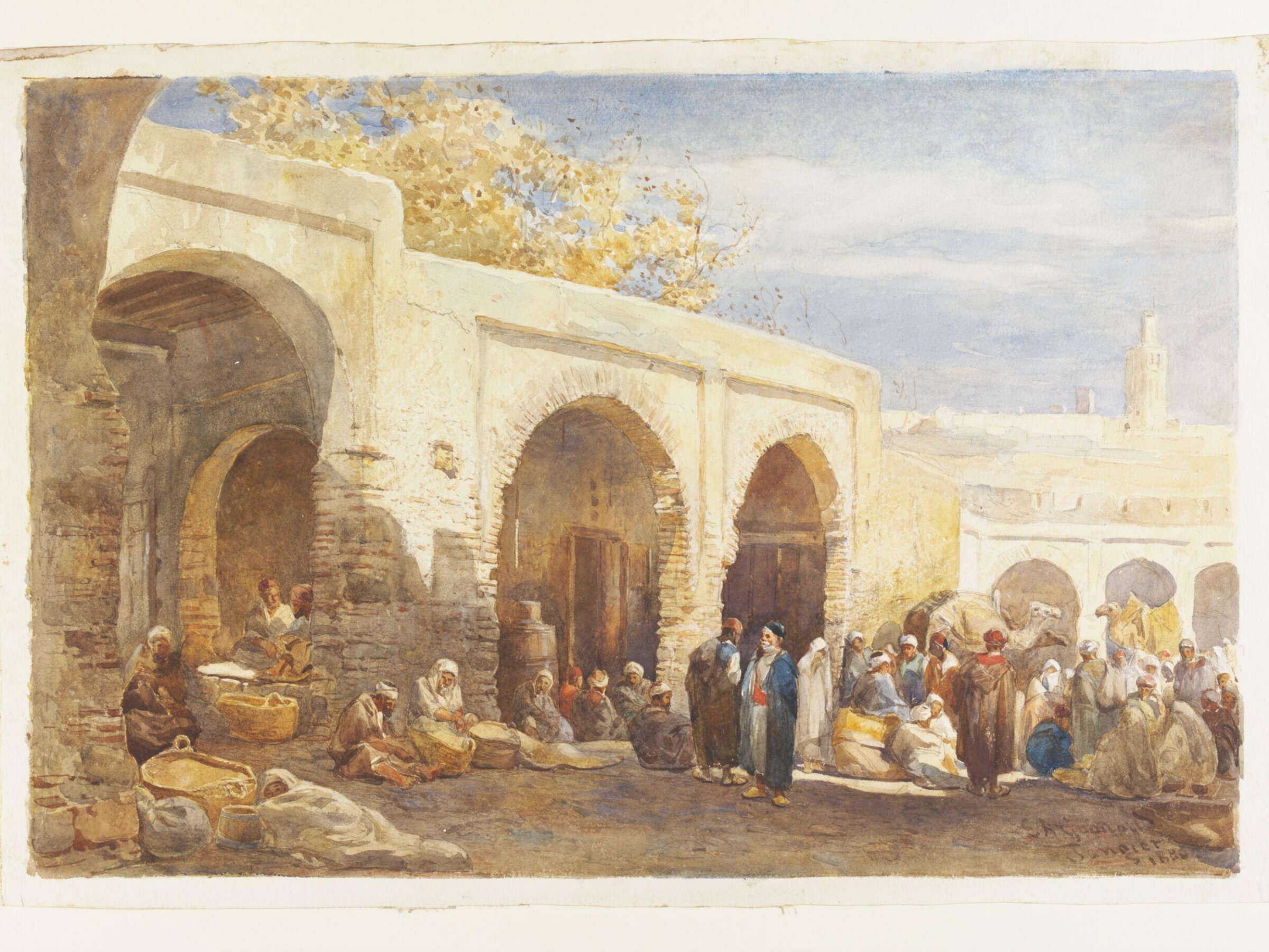 The Corn Market, Tangier, Edward Angelo Goodall, 1880