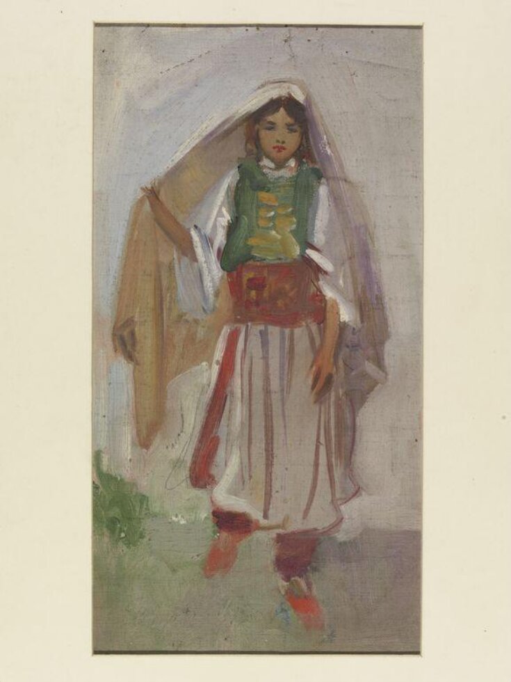 Arab girl holding her head veil top image