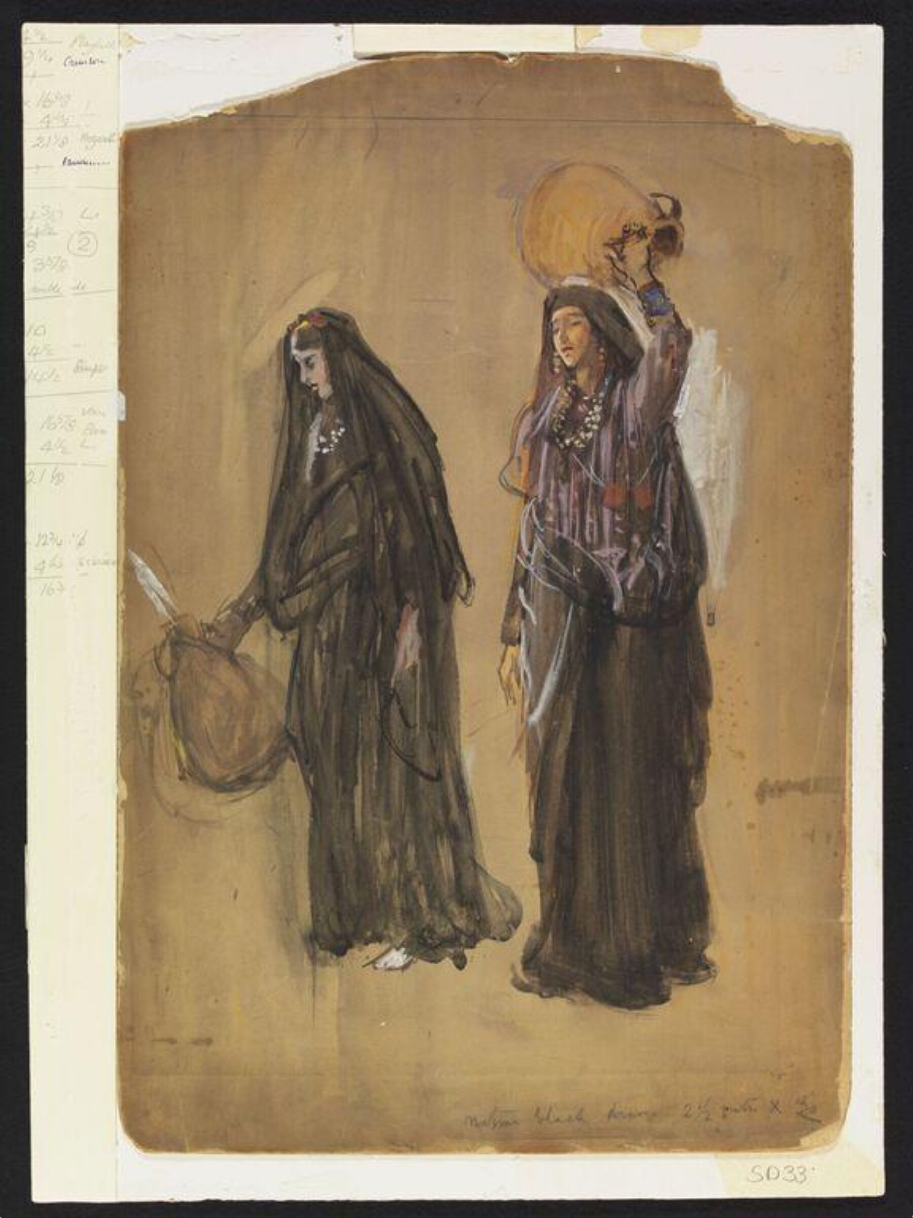 Palestinian [?] women with water pitchers, John J. Alsop, 4th quarter 19th century-pre 1954