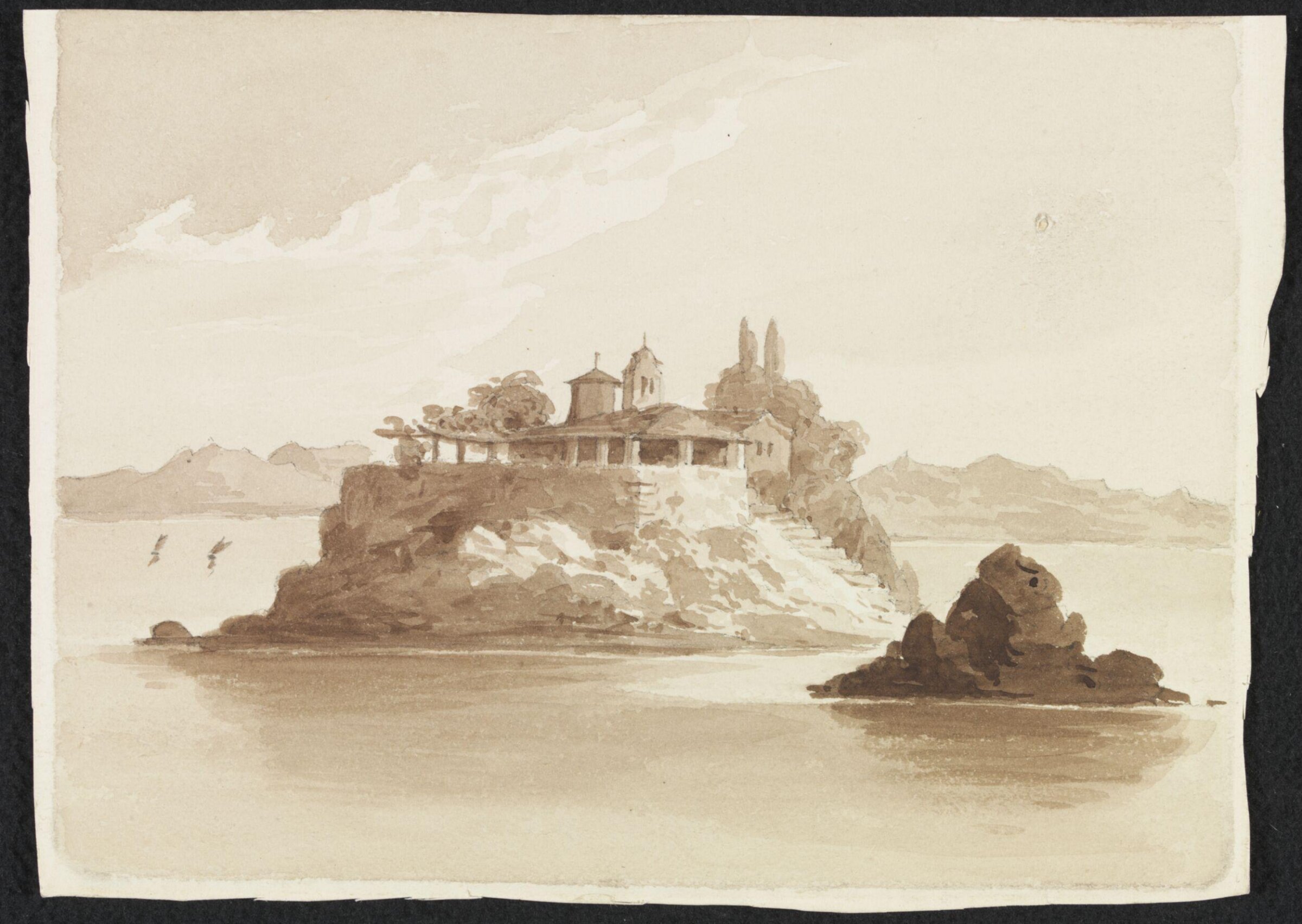An Island with a Church or Monastery, probably in Turkey or Greece, William Page, ca. 1828-1840