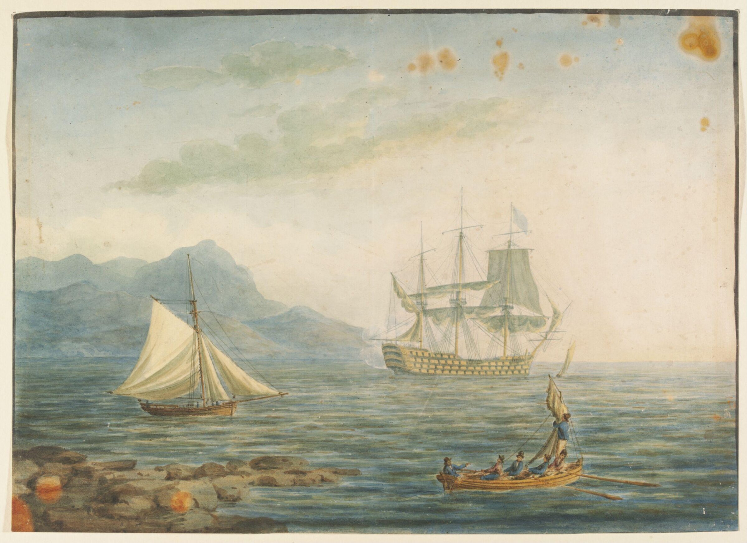 H.M.S. Victory off N. Africa, Nicholas Pocock, 1806