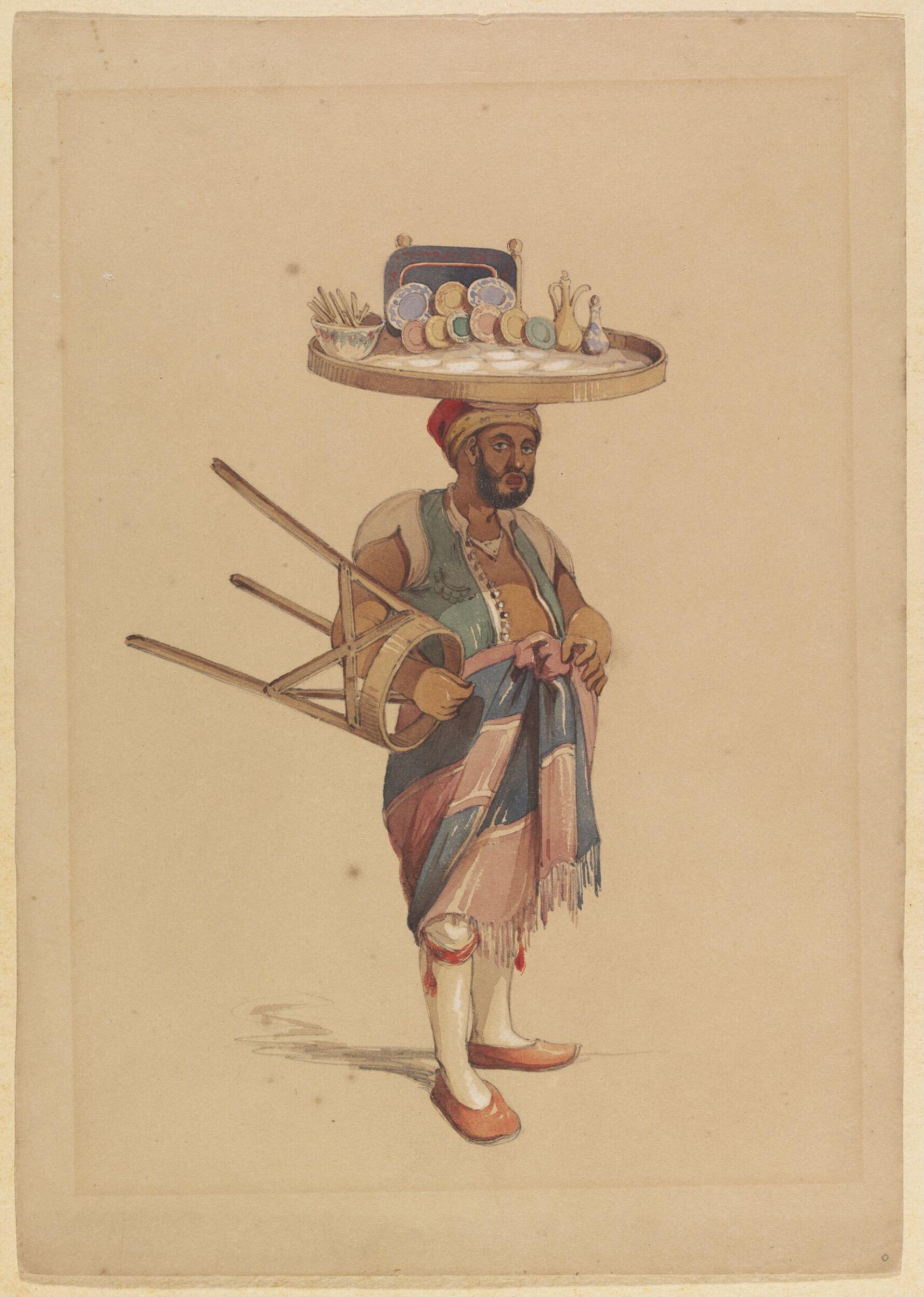 A Seller of Milk-puddings [Mahallebi], Aloysius Rosarius Amadeus Raymondus Andreas Preziosi, 1850-1860