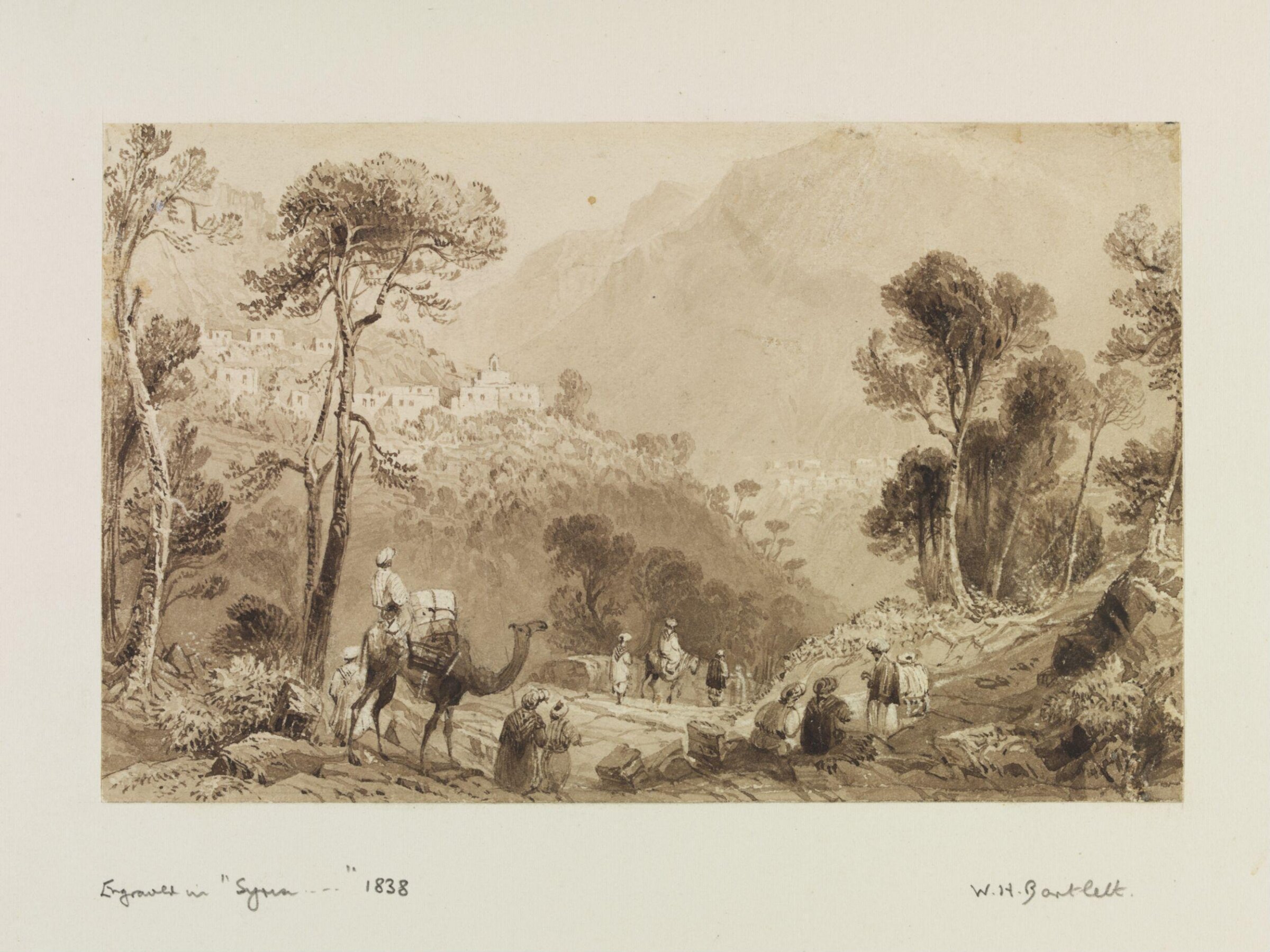 Village of Brumhanna in Mt. Lebanon, William Henry Bartlett, ca. 1835