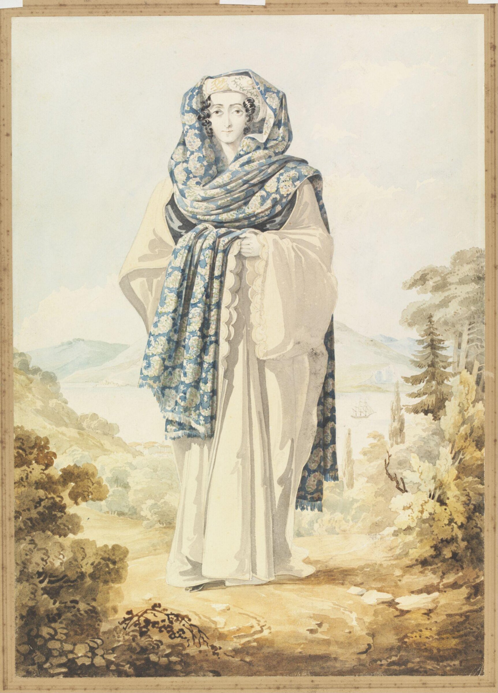 A Woman in Greek Dress, the Bosphorus in the background, William Page, after 1818