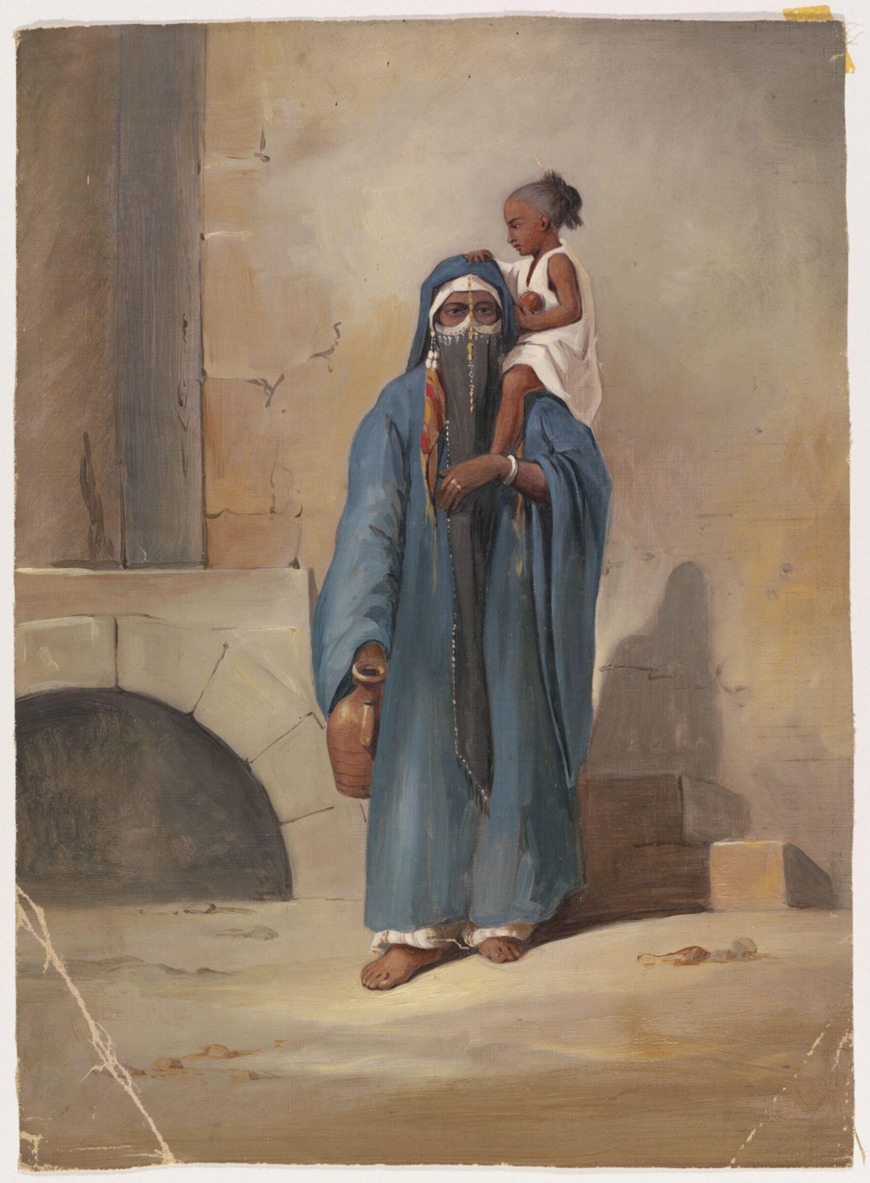 Egyptian Fellahah with her child, Achille-Constant-Théodore-Emile Prisse d'Avennes, ca. 1830-ca. 1840