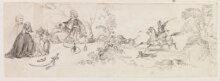A Group of Turks smoking; a mounted Turk hunting a leopard thumbnail 1