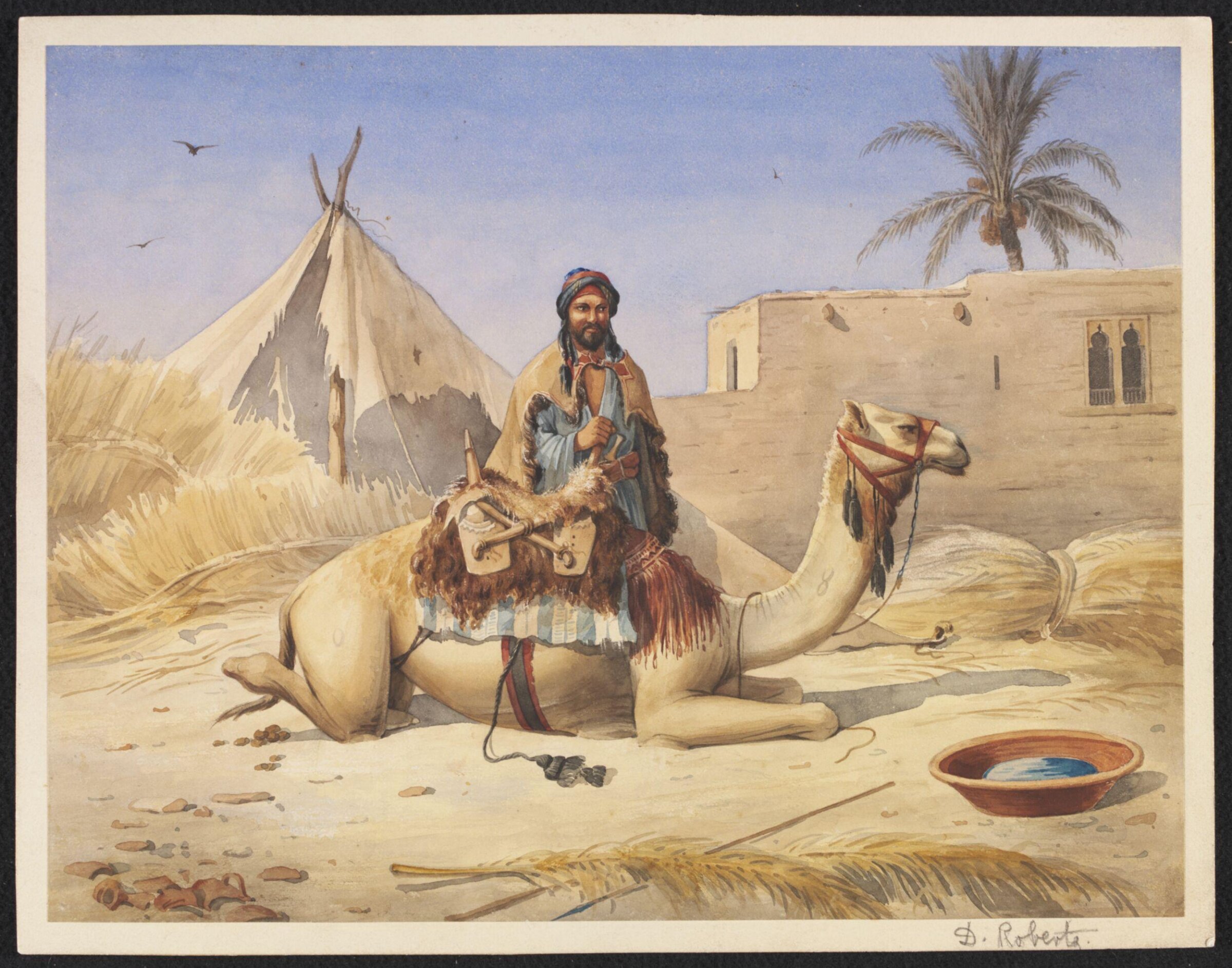 A Bedouin beside his Camel, probably in Egypt, Achille-Constant-Théodore-Emile Prisse d'Avennes, ca. 1836-1843