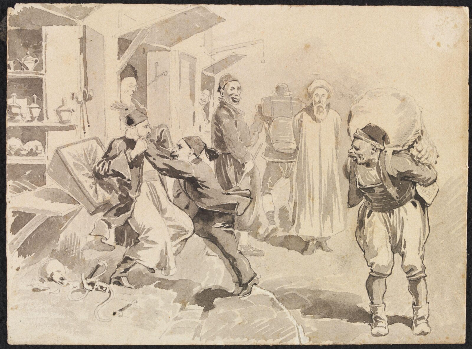 4. Settling a commercial difficulty Constantinople, Melton Prior, 1845-1910