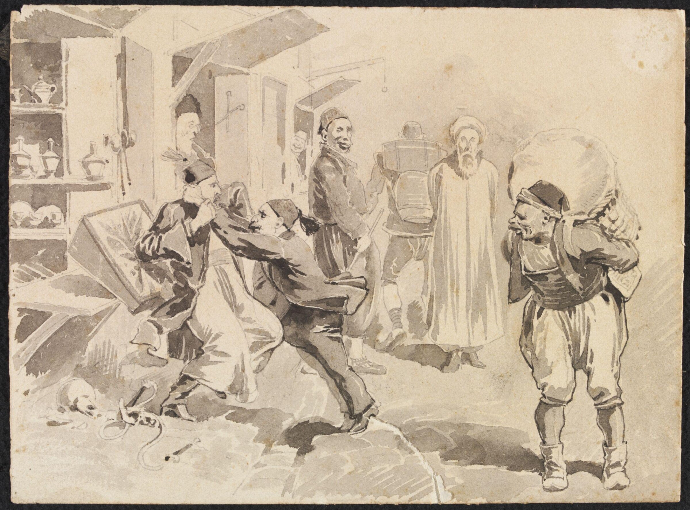 4. Settling a commercial difficulty Constantinople, Melton Prior, 1845-1910