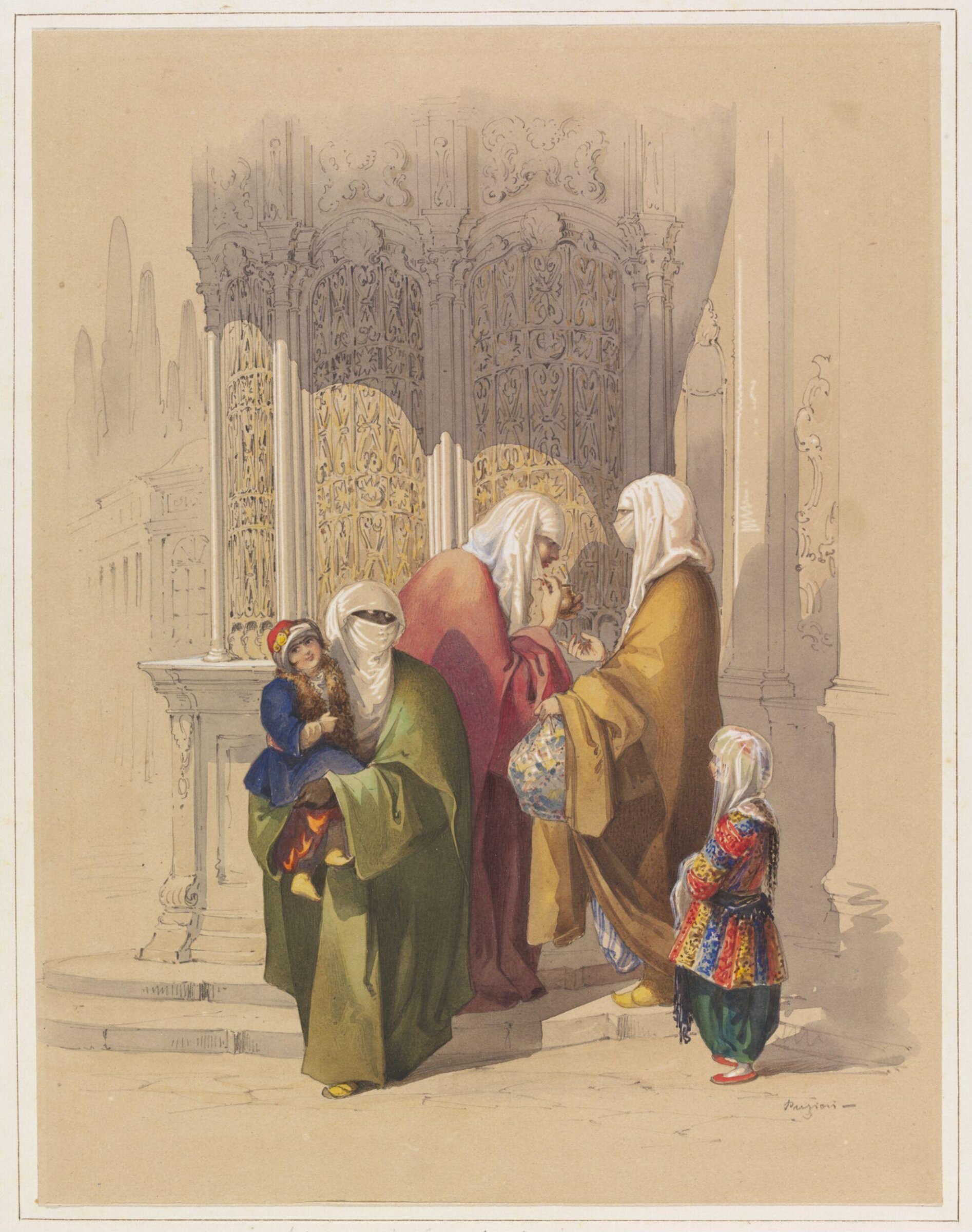 Women at a Sebil or Street-Fountain, Aloysius Rosarius Amadeus Raymondus Andreas Preziosi, about 1845