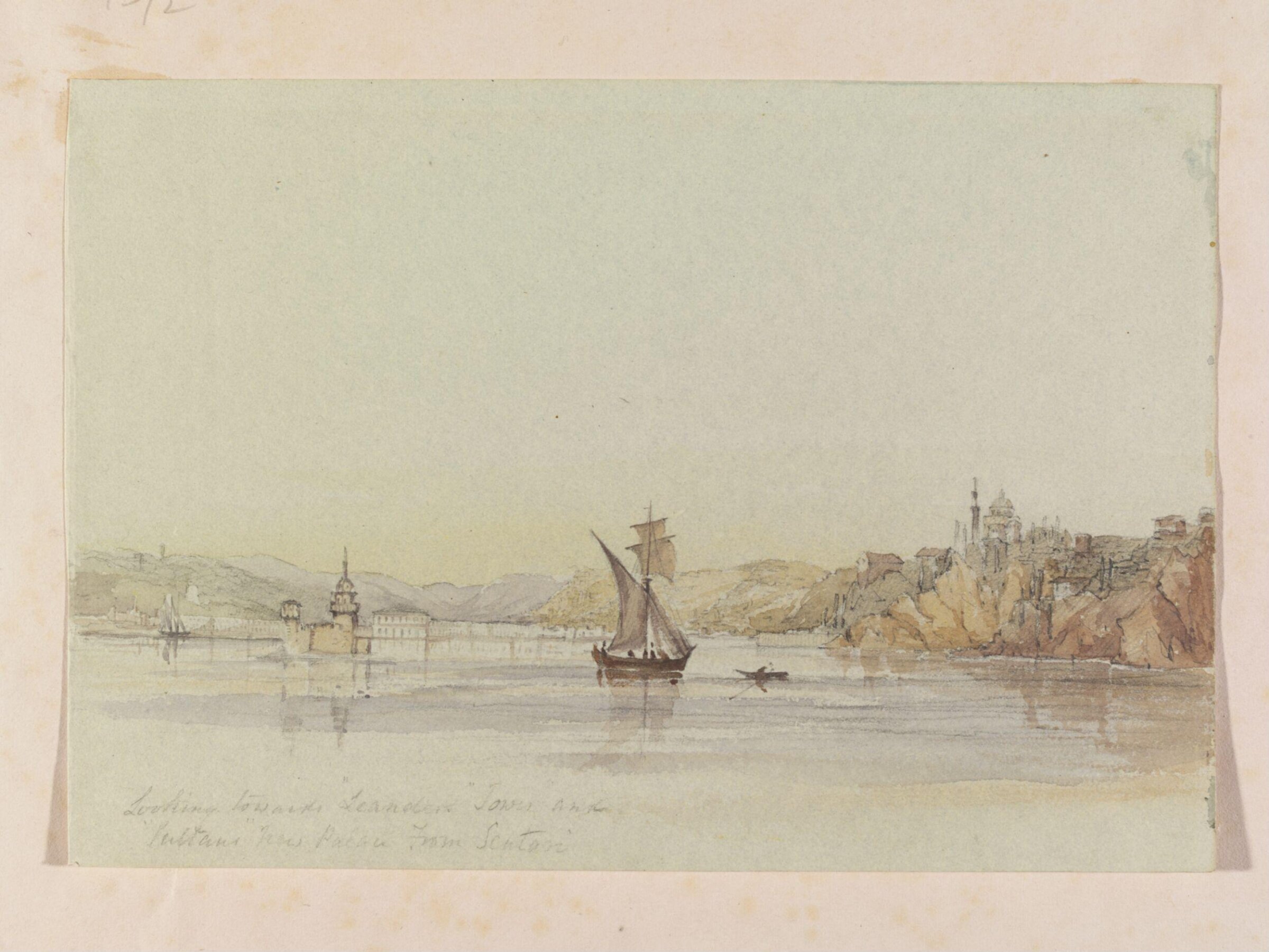 Looking towards Leanders Tower and the Sultans New Palace [Dolmabahçe] From Scutari, Michael Anthony Shrapnel Biddulph, ca. 1855