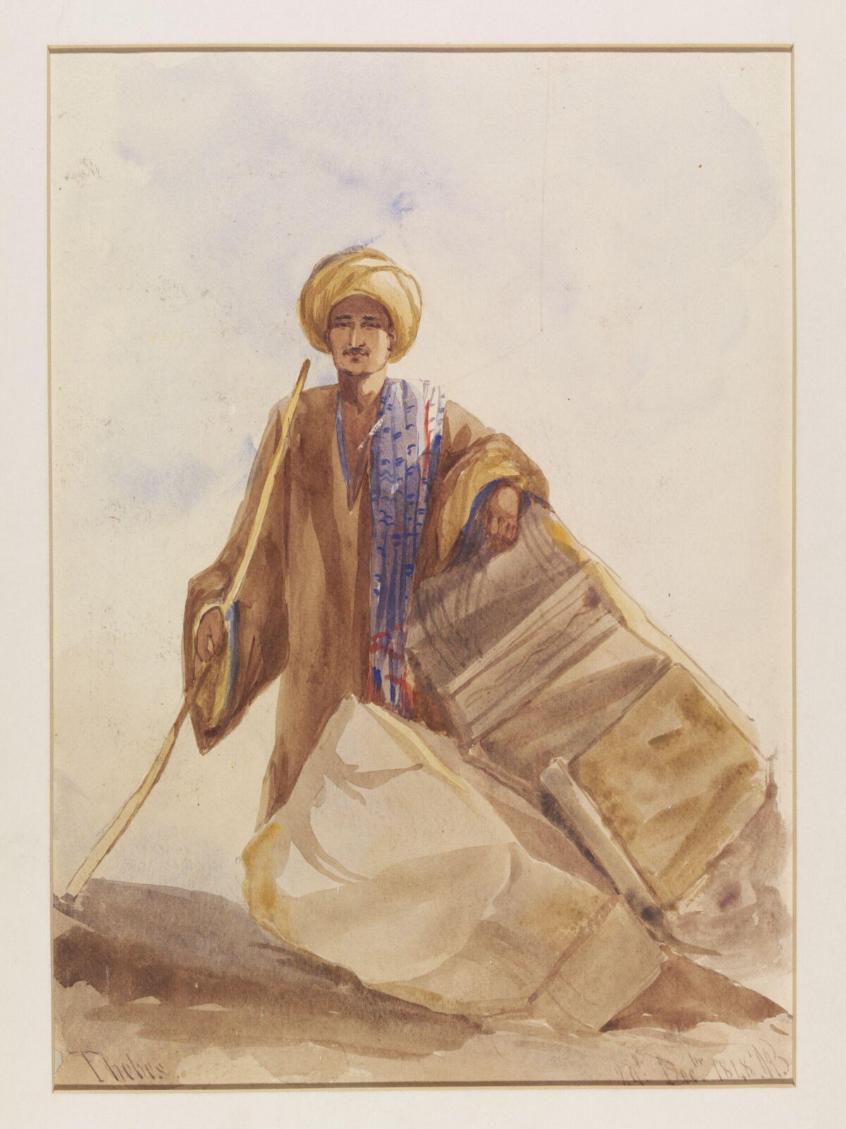 A Man standing by Rocks, Thebes, 1848