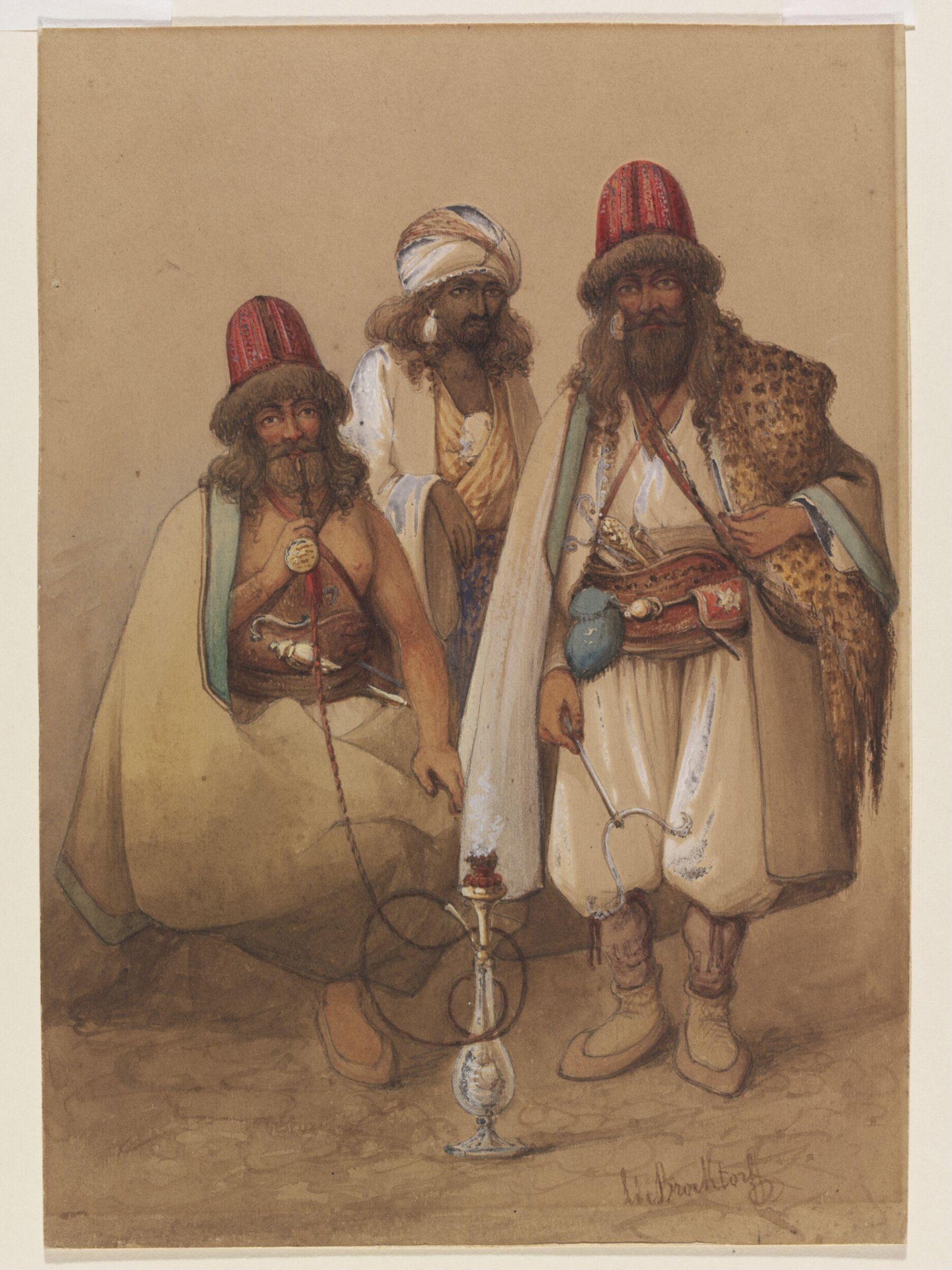 Three Dervishes, Luigi Brocktorff, ca. 1830-1840