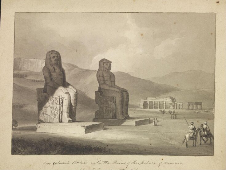 Two Colossal Statues with the Ruins of the palace of Memnon opposite Carnac on the Nile top image