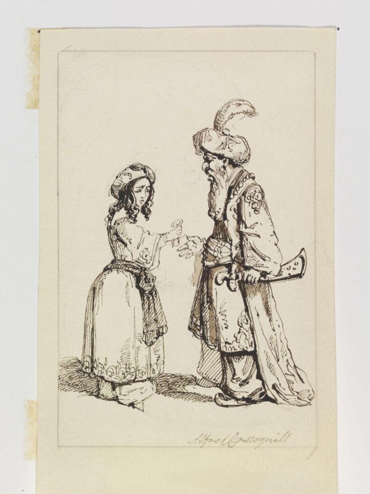 An Old Turk receiving a flower or a key from a Young Girl top image