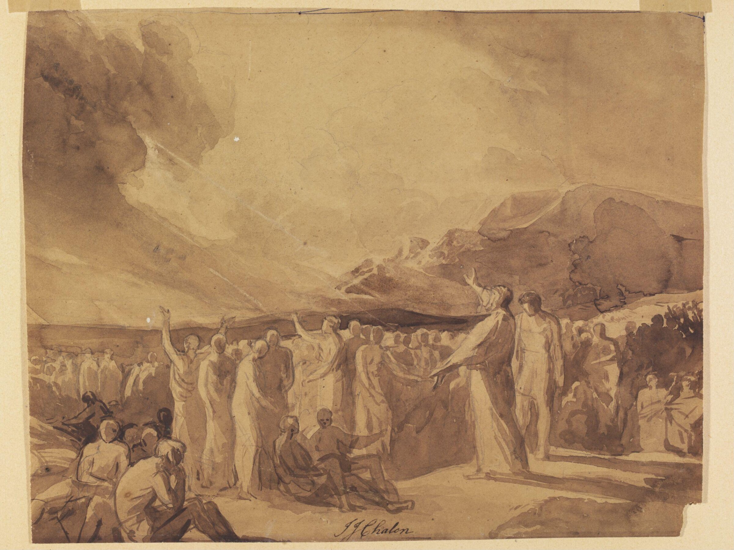 Moses addressing the Children of Israel in the Wilderness or The Parting of the Red Sea, John James Chalon, 1830-1840