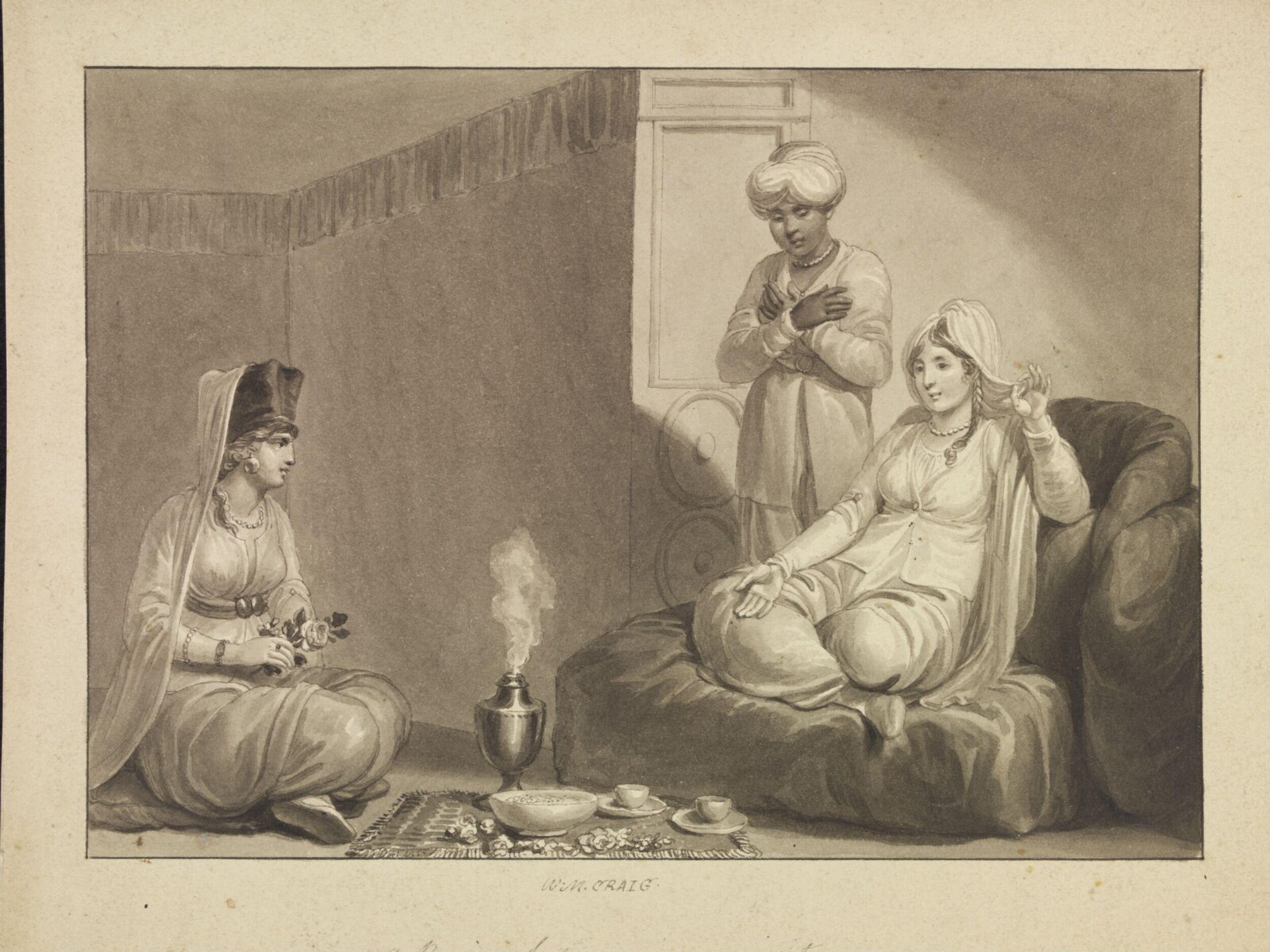 A Persian Lady receiving a visitor, William Marshall Craig, 1804-1805
