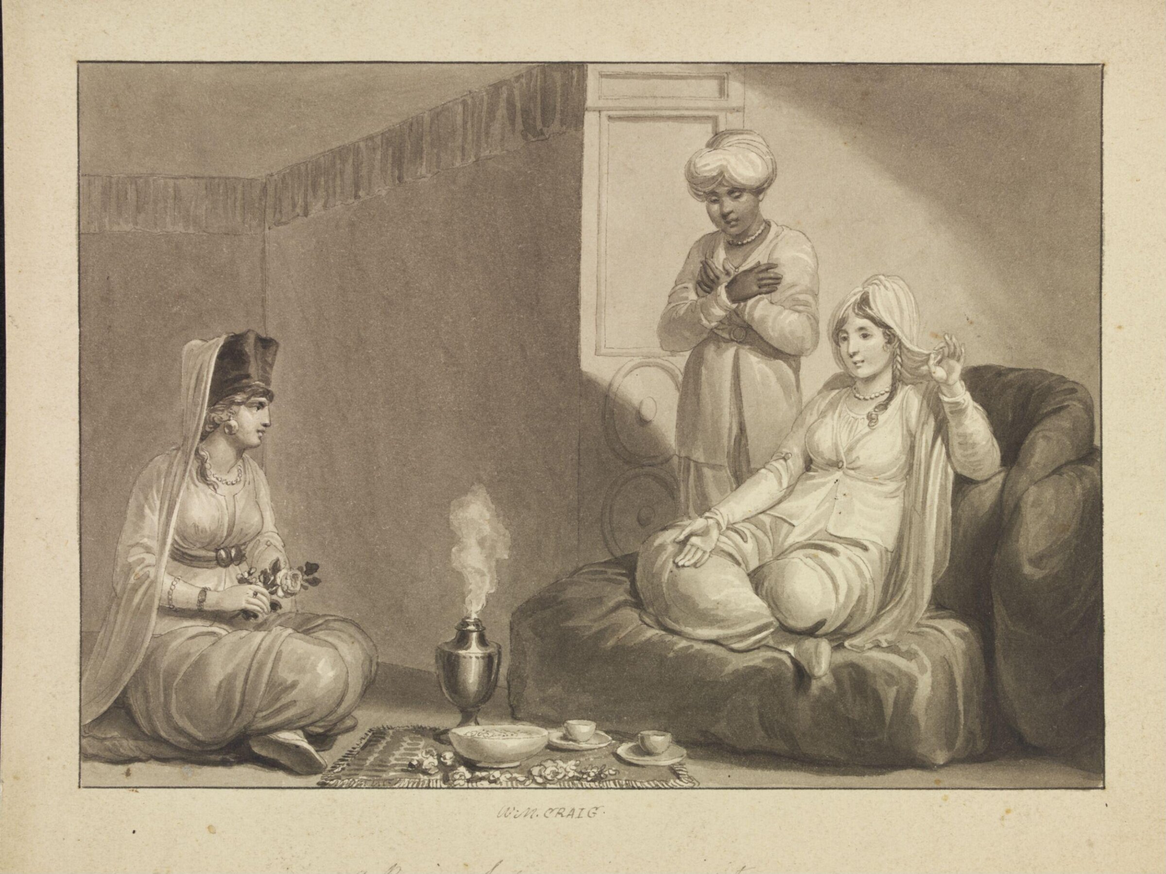 A Persian Lady receiving a visitor, William Marshall Craig, 1804-1805