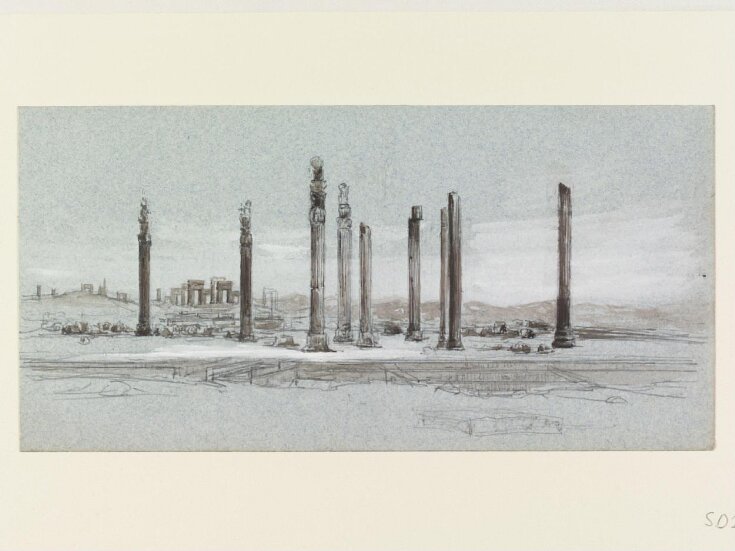 Standing Columns at Persepolis. On the back, Landscape with an Aqueduct, possibly Smyrna or Ephesus top image