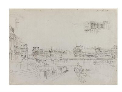 Sketch of the Pont des Arts with the Louvre and Tuileries from the Quai Conti.
