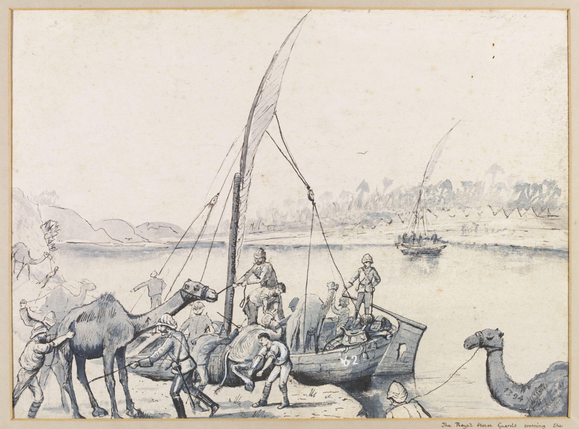 The Royal Horse Guards crossing the Nile at Handak, William S. Perry, 1884