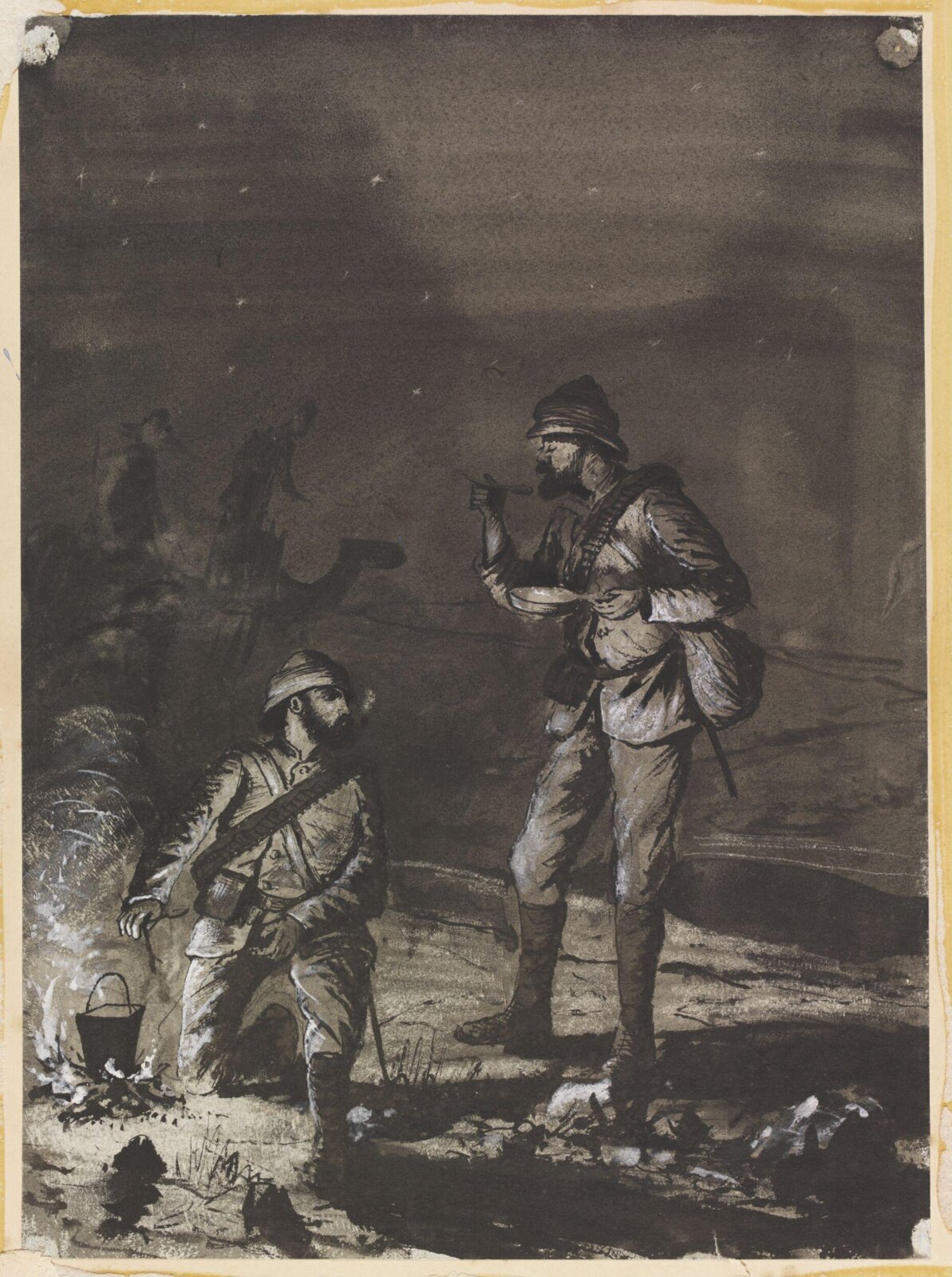 With the Desert Column, 1885   Supper time., William S. Perry, 1885
