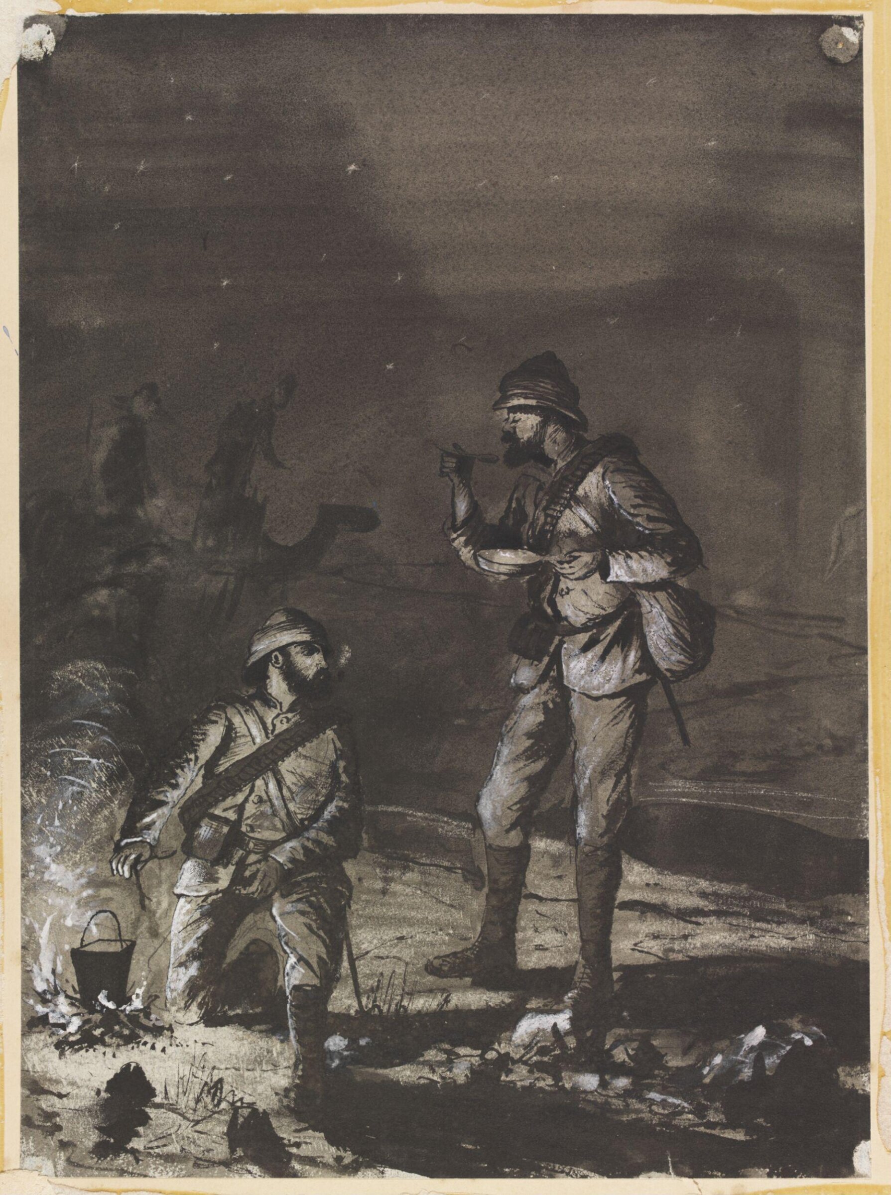With the Desert Column, 1885   Supper time., William S. Perry, 1885