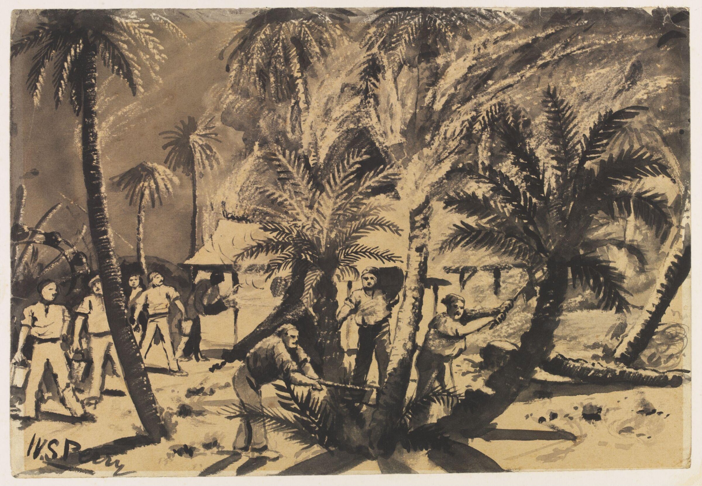The Heavies Camp on fire at Hafir April 1885, William S. Perry, 1885