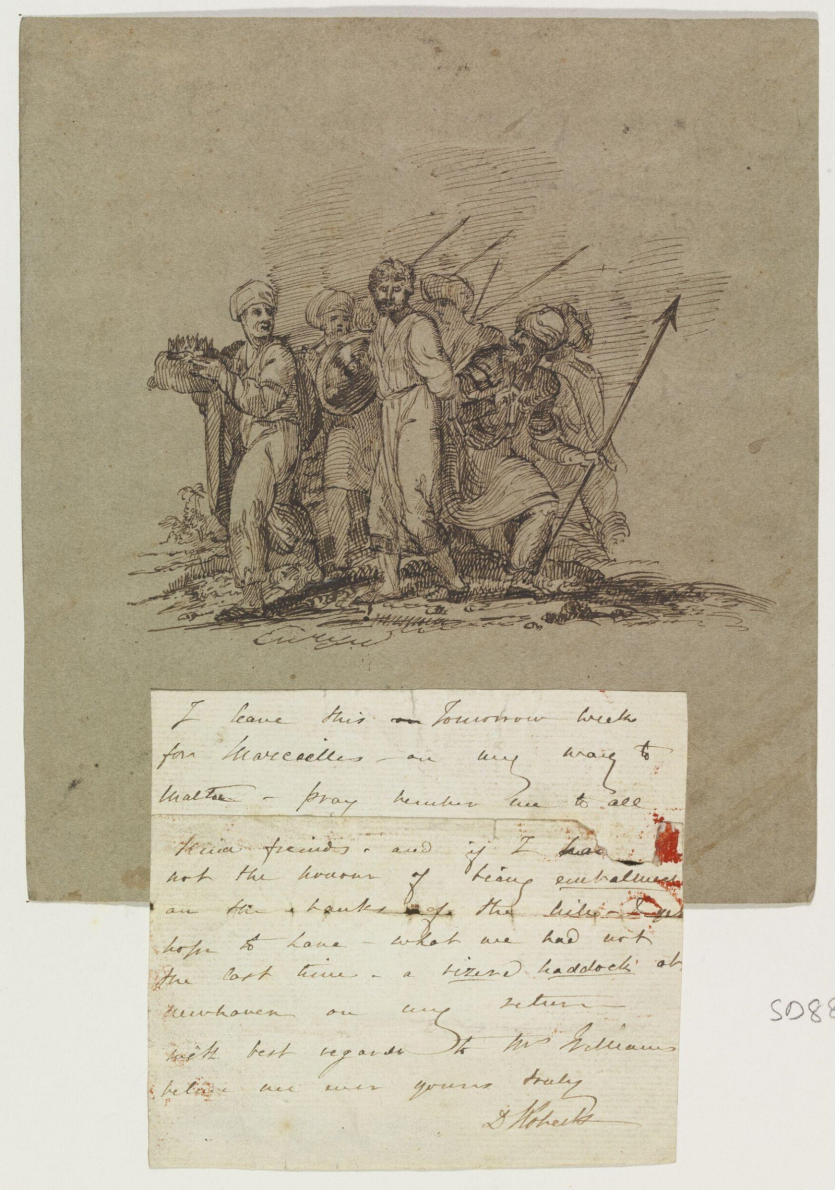 Sketch of The Mocking of Christ, David Roberts, 1838