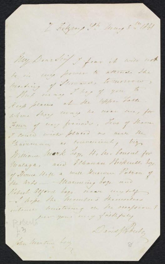 Letter from David Roberts to John Martin