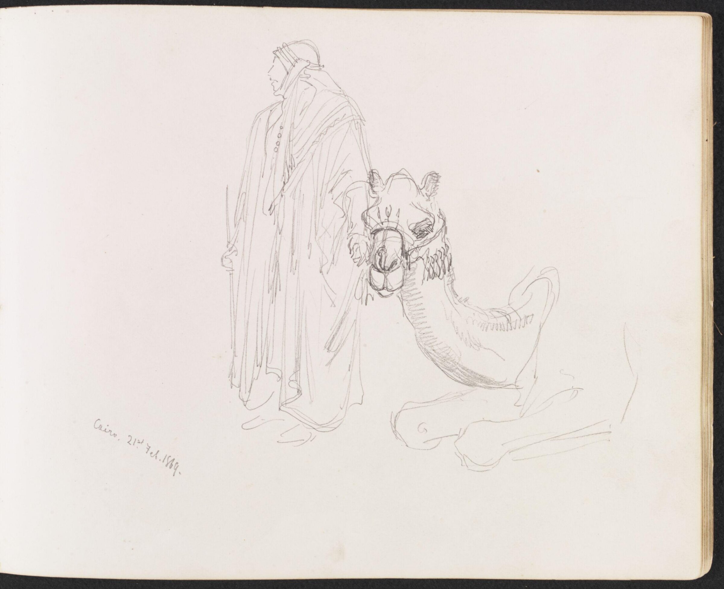 Study of a Bedouin and camel, William Simpson, 1869