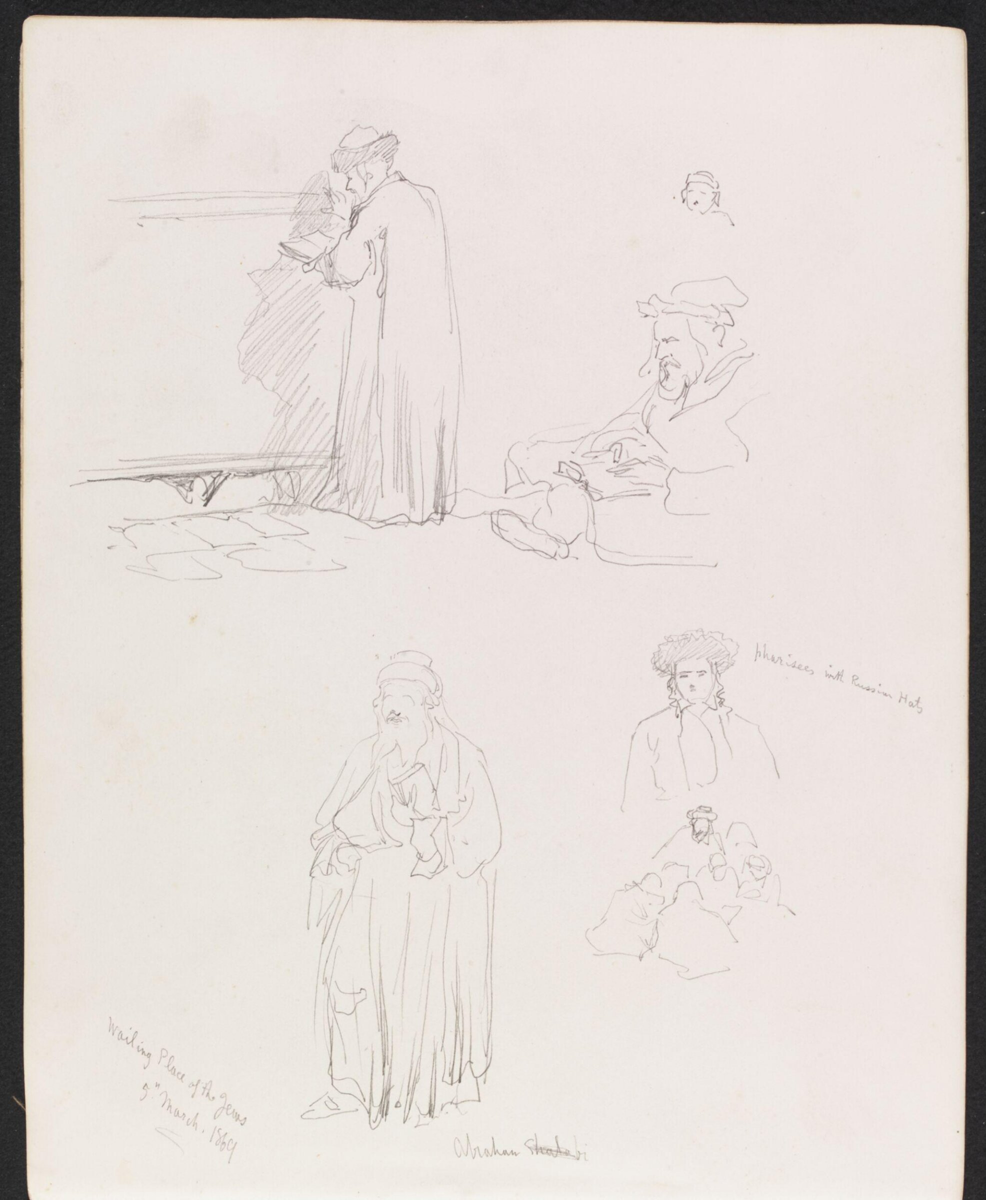 Studies of Jews at the Wailing Wall, Jerusalem, William Simpson, 1869