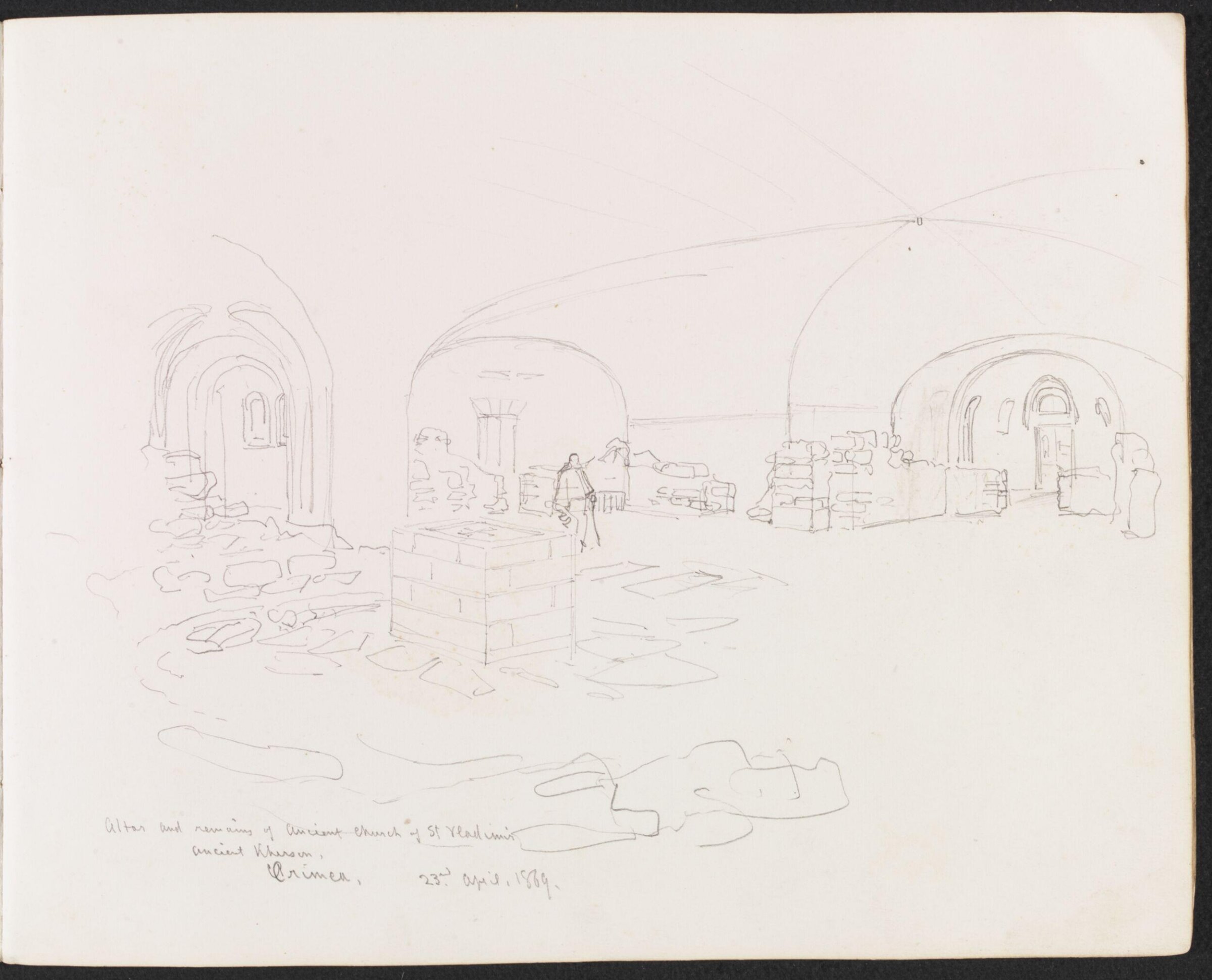 Altar and remains of Ancient Church of St. Vladimir, William Simpson, 1869
