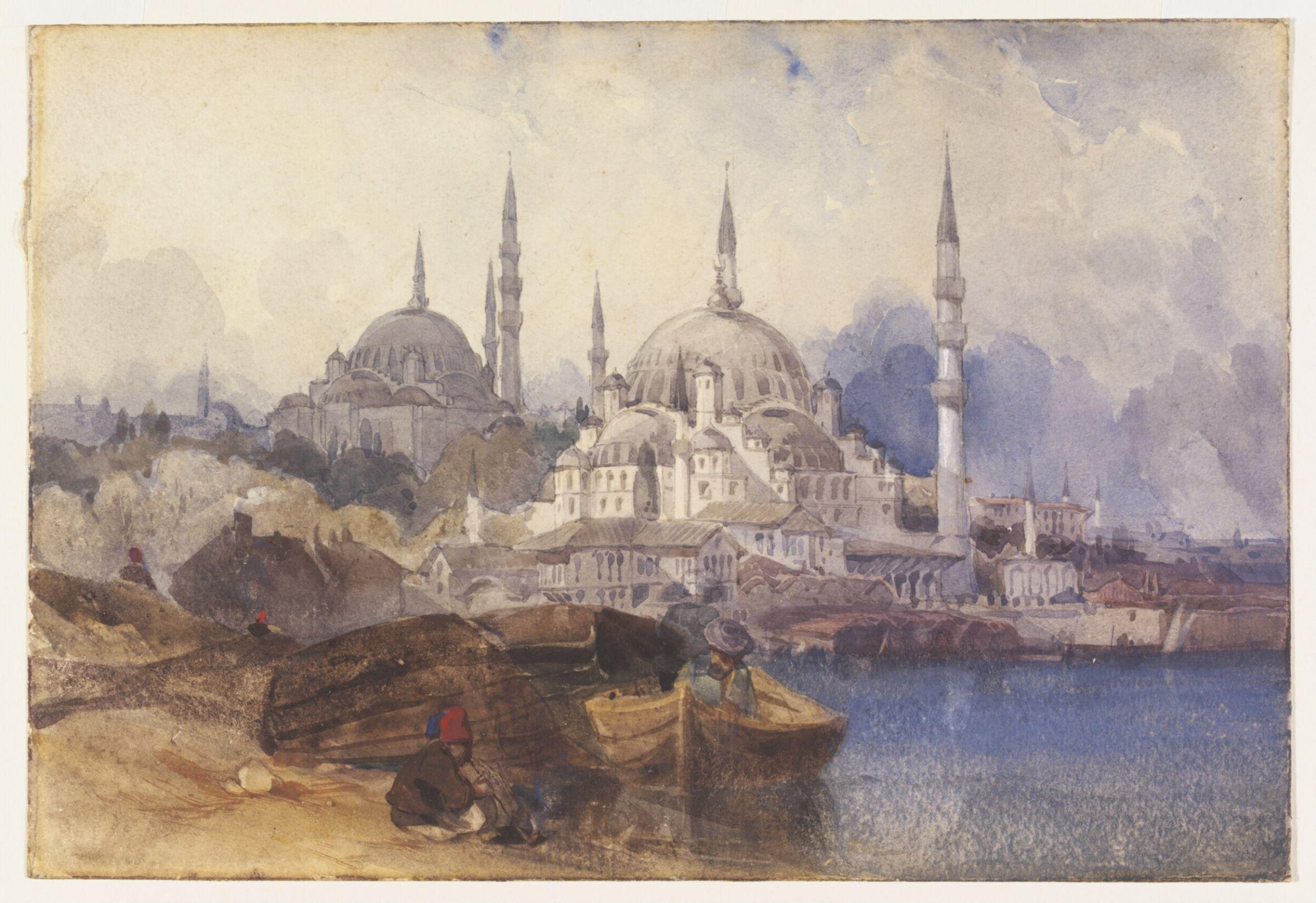 The Yeni Valide Camii and the Süleymaniye Mosque, with the Golden Horn in the forground, John Richard Coke Smyth, 1835-1836