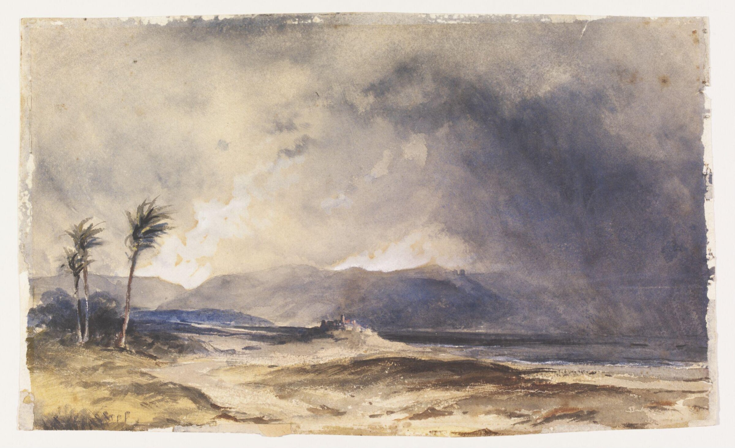 Storm on a N.African [?] coast, J. H. Stokes, mid 19th century