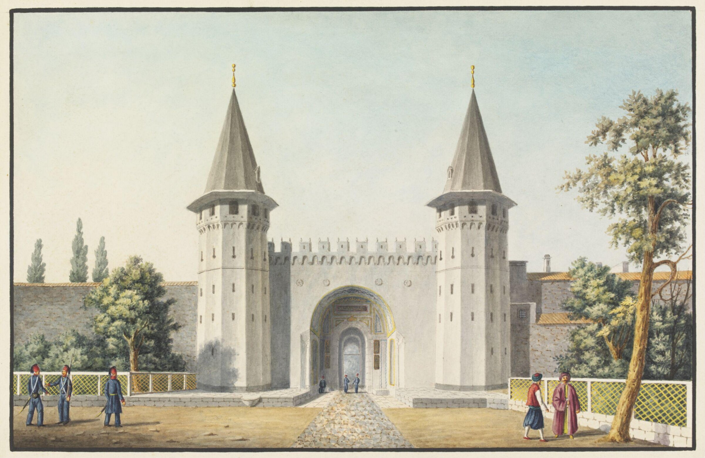 Orta Kapi or the Middle Gate of Topkapi Sarayi, Giuseppe Schranz, ca. 1837