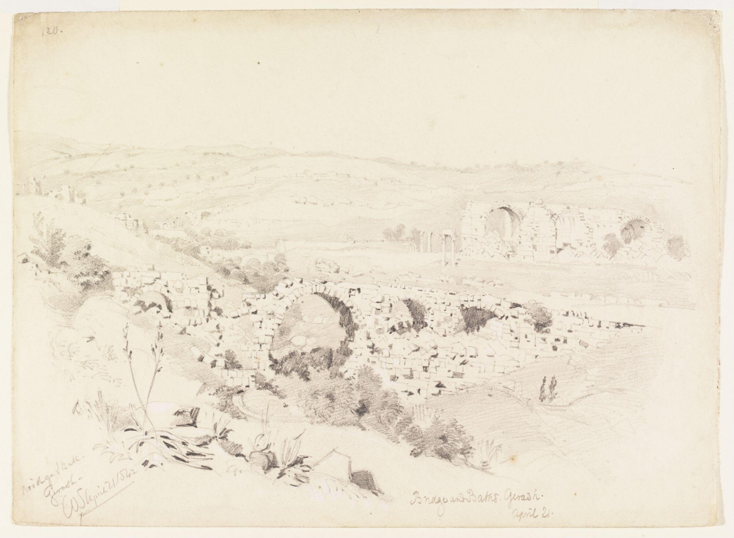 Bridge & Bath. Gerash -, William J. Tipping, 1842