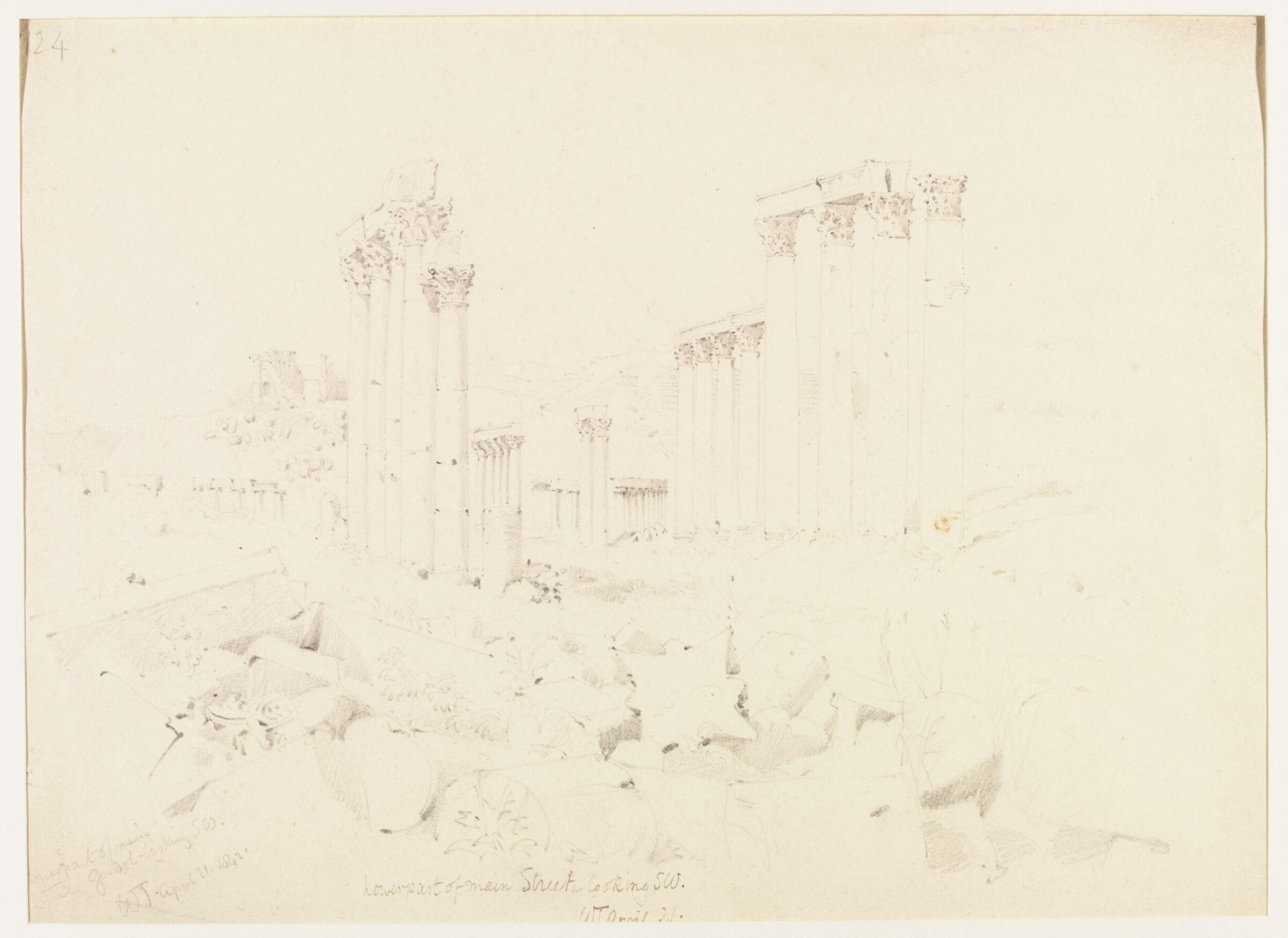 Lower part of main [Street] Gerash - looking SW, William J. Tipping, 1842