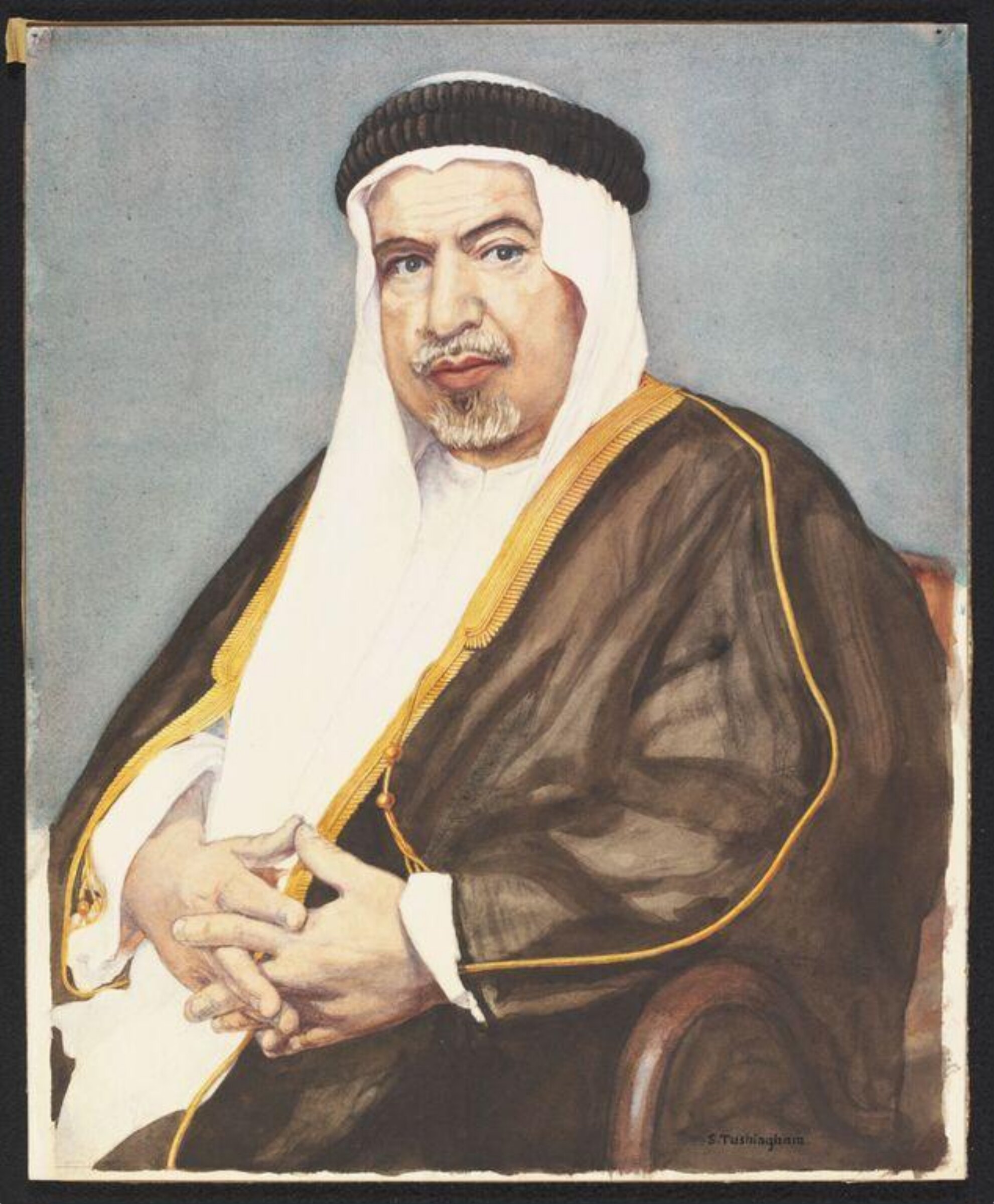 Portrait of Sheikh Abdallah al Salem, Ruler of Kuwait, Sidney Tushingham, 1940-1950