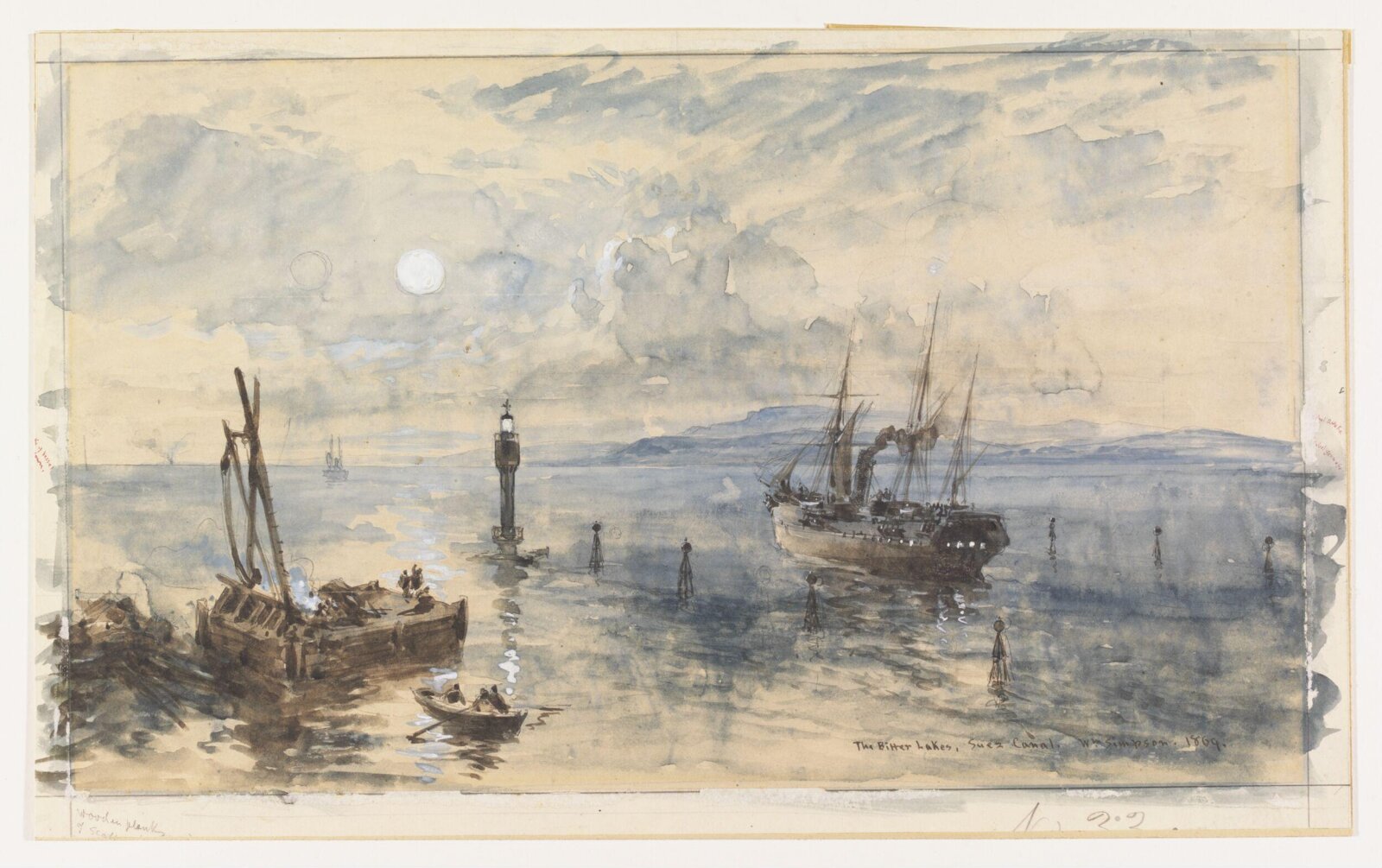 The Bitter Lakes, Suez Canal, William Simpson, 1869