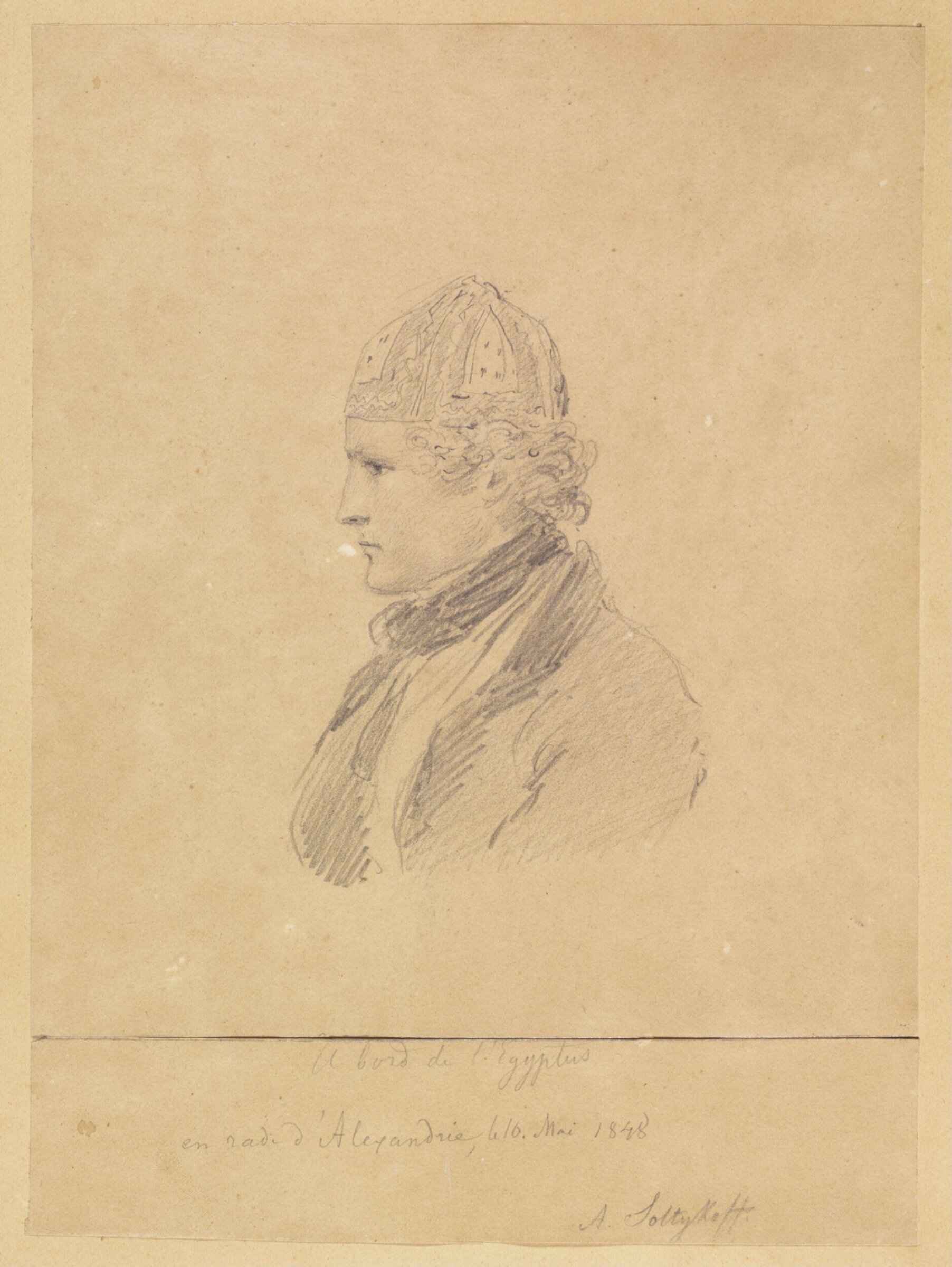 Portrait of a man, bust in profile, facing left, Alexei Dmitriyevich Saltykov, 1848