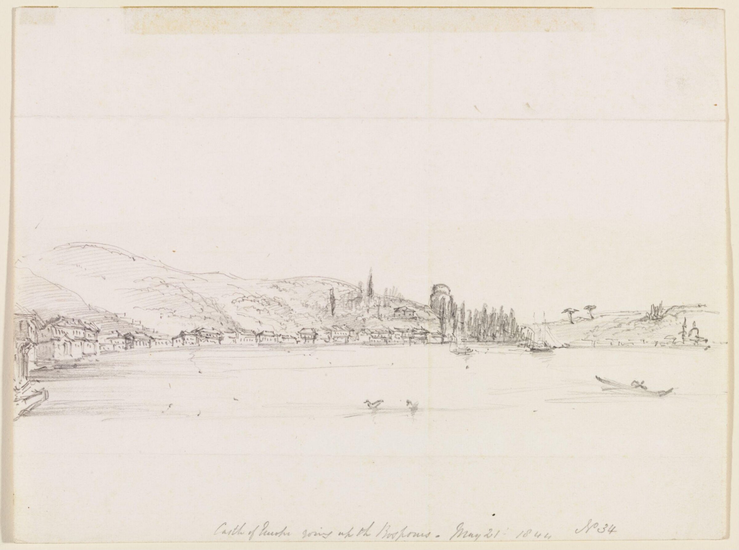Castle of Europe going up the Bosporus, George Scharf, 1844