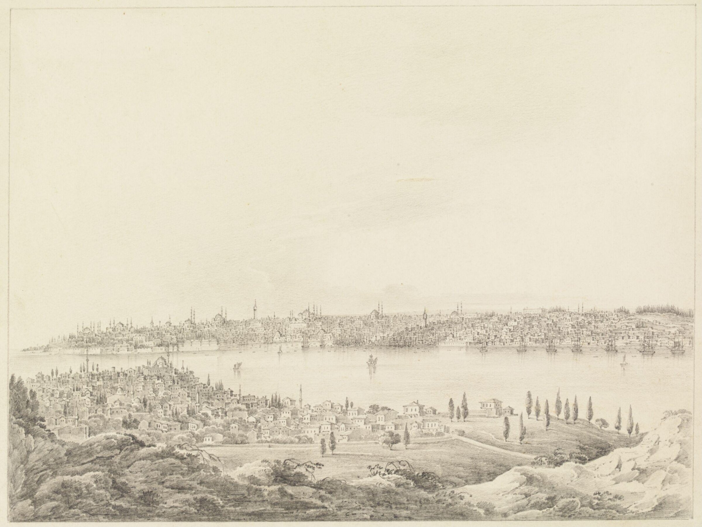 Constantinople and the Bosphorus from above Scutari, Giuseppe Schranz, ca. 1835