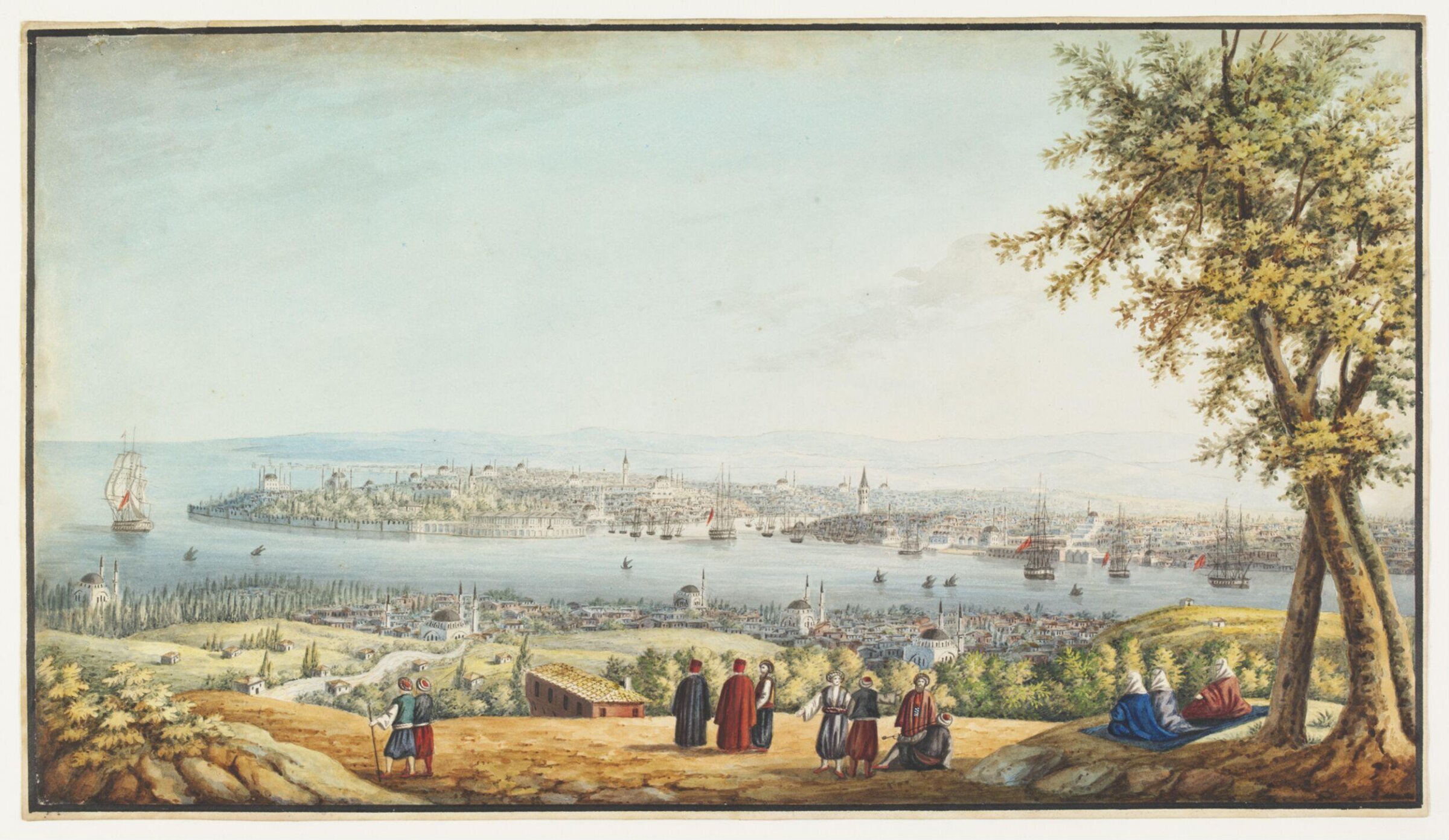 Constantinople and the Bosphorus from above Scutari, Giuseppe Schranz, ca. 1837